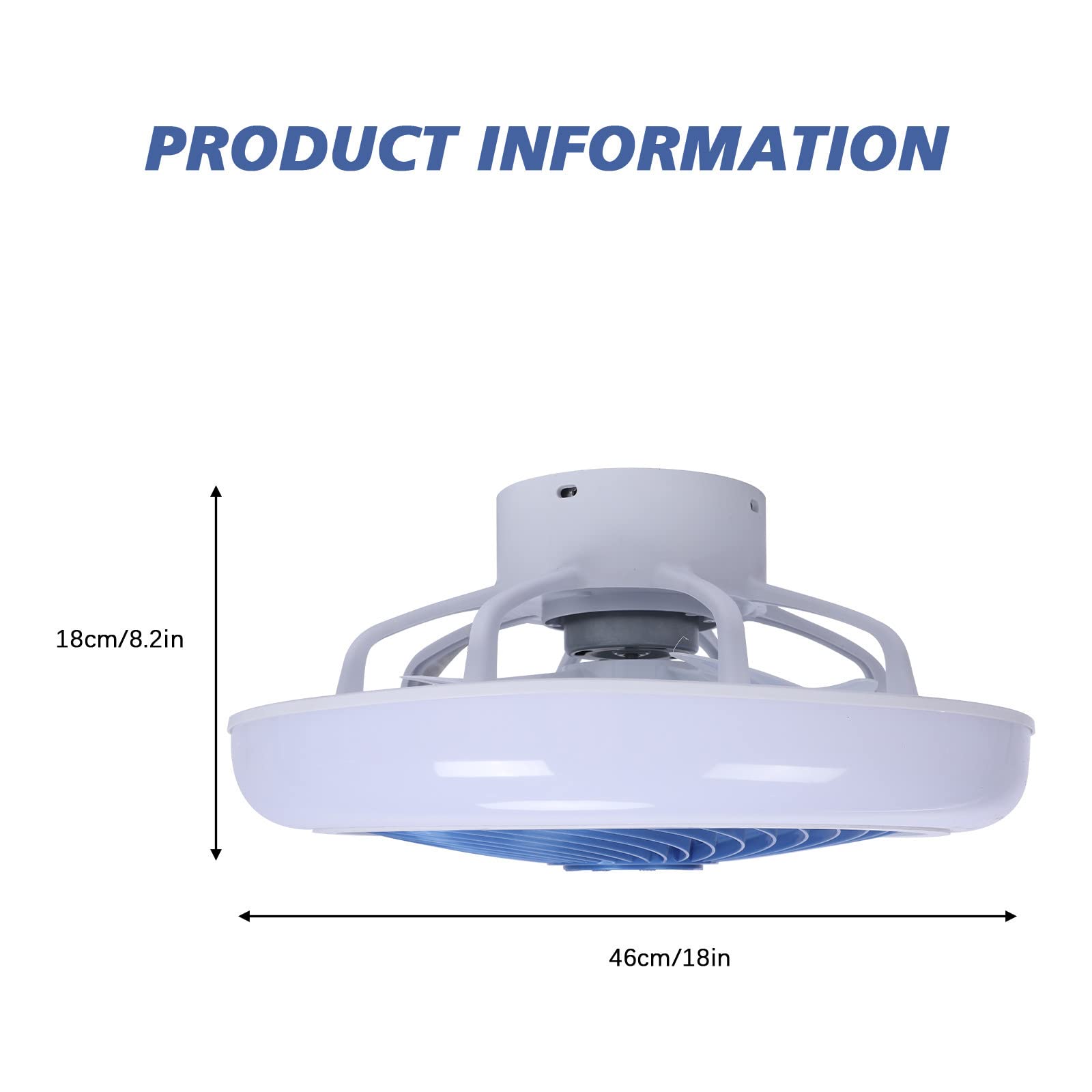 Modern Low Profile Ceiling Fan with LED Lights & Remote Control - 3-Speed Dimmable Enclosed Fan Light for Bedroom, Kitchen, Living Room (Blue) - Energy Efficient Cooling & Stylish Lighting Solution for Home & Office