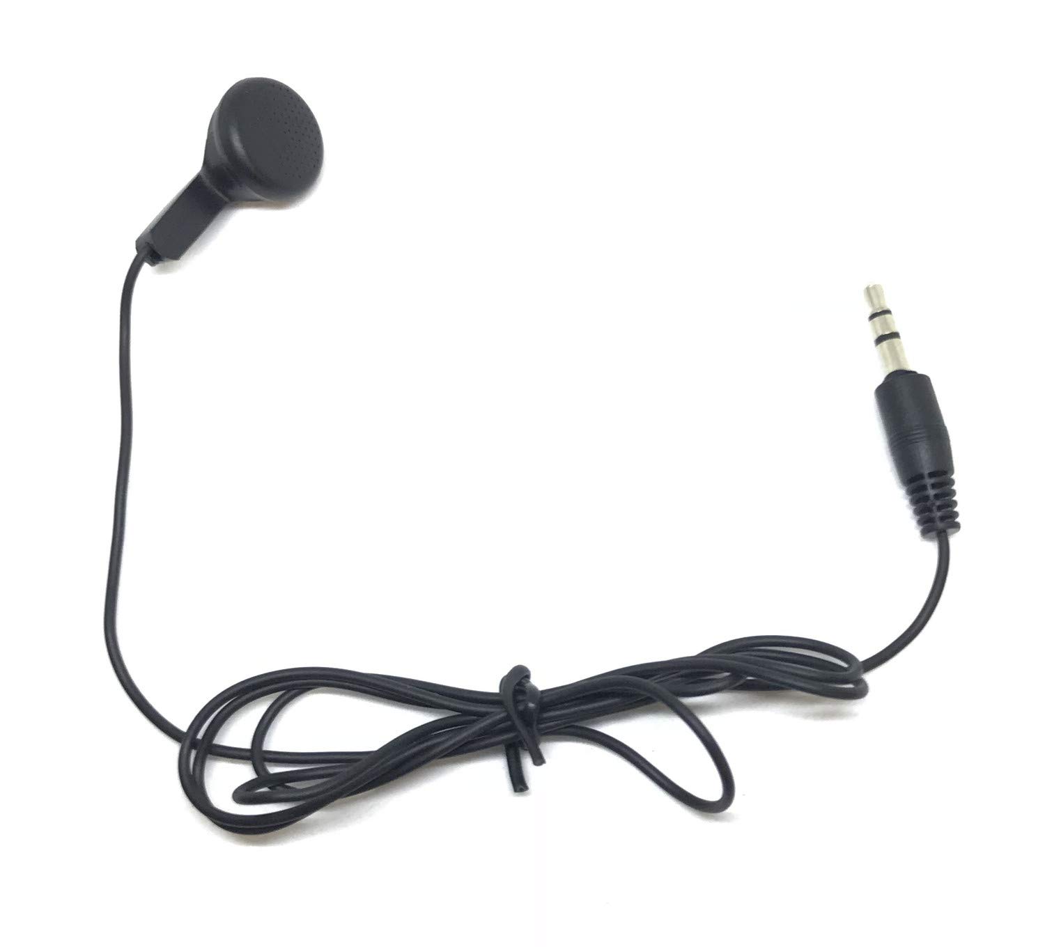 TFD Supplies Bulk Single Ear Earbuds Headphones 50 Pack - Black | Compatible with Phone, Tablet, Laptop & Computer | Perfect for Call Centers, Customer Service & Office Use