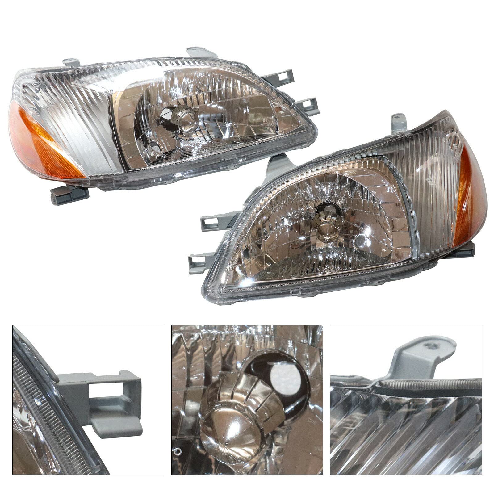 Toyota Echo Headlight Assembly Set (2000-2002) - Left & Right Side Replacement Headlights for Improved Night Driving Safety