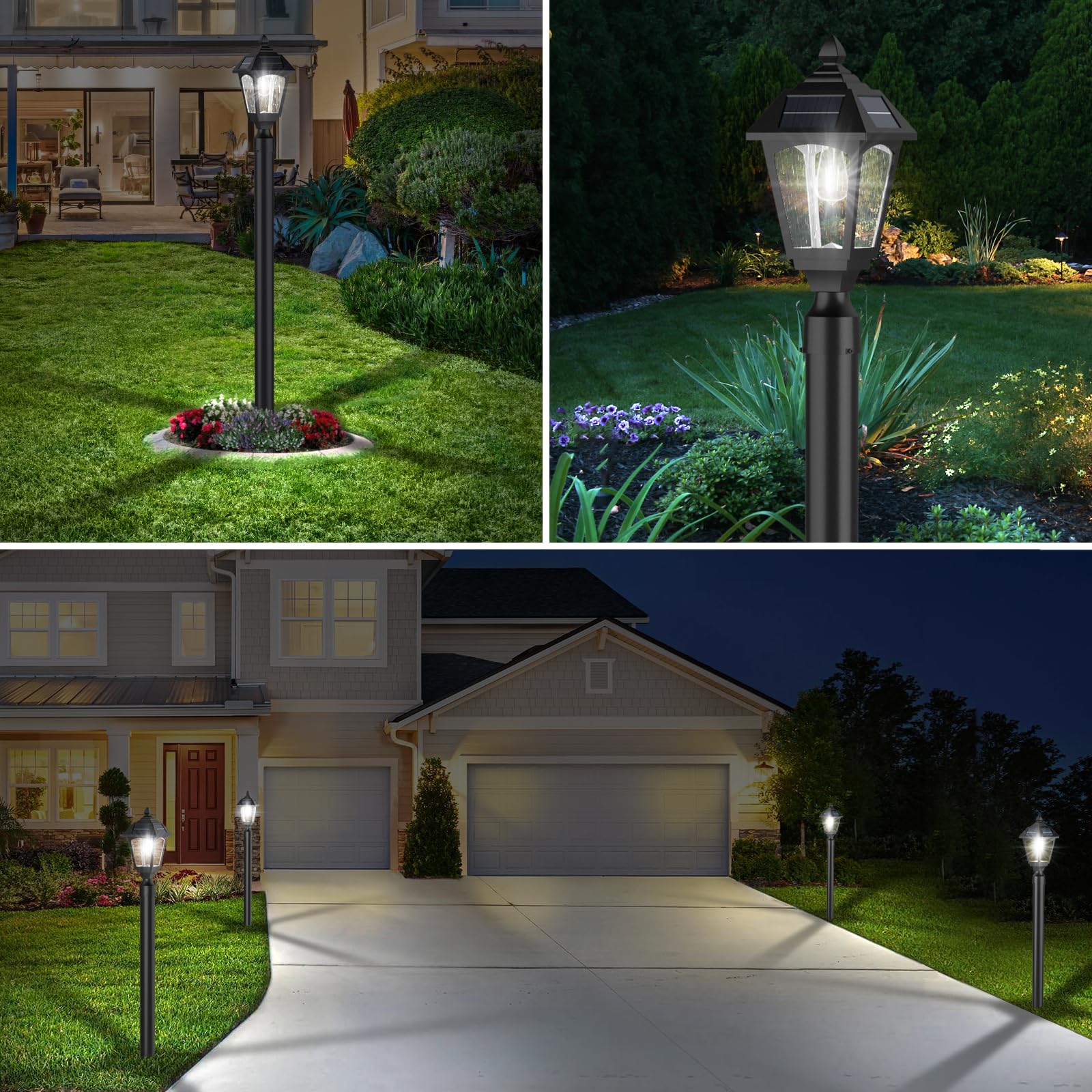 Solar Post Lights Outdoor Waterproof - Aluminum Solar Lamp with Pier Mount Base for Garden, Yard & Landscape (100 Lumens, 6000K Cool White) | Perfect for Driveway, Pathway & Deck Lighting