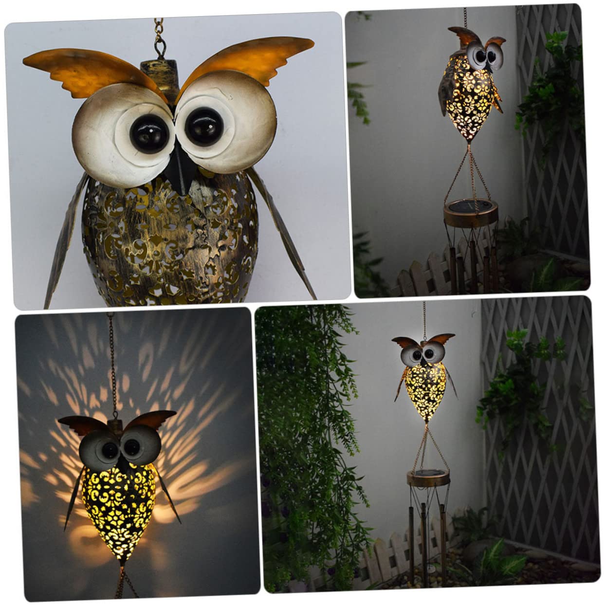 Solar Powered Owl Wind Chime - Outdoor Garden Decor with LED Lights, Hanging Decoration for Patio, Yard, and Wine Cellar | Perfect for Relaxing Evenings and Gifts
