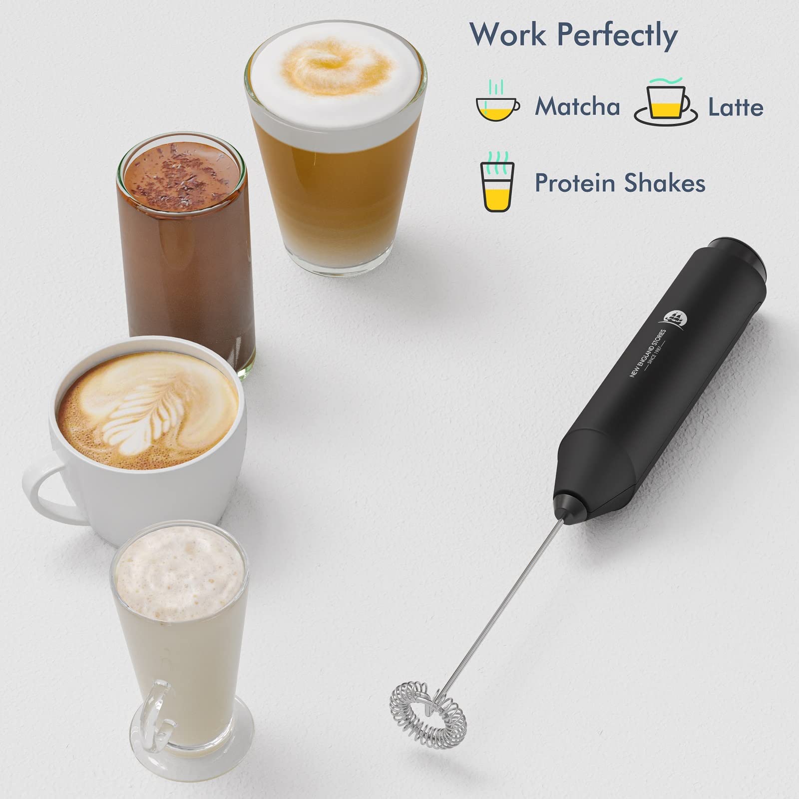 Premium Handheld Milk Frother - Battery-Powered Stainless Steel Whisk for Coffee, Lattes & Cappuccinos | Perfect for Home Baristas & Matcha Lovers | Ideal Gift for Coffee Enthusiasts | Use for Frothing Milk, Mixing Drinks & Creating Cafe-Style Beverages at Home