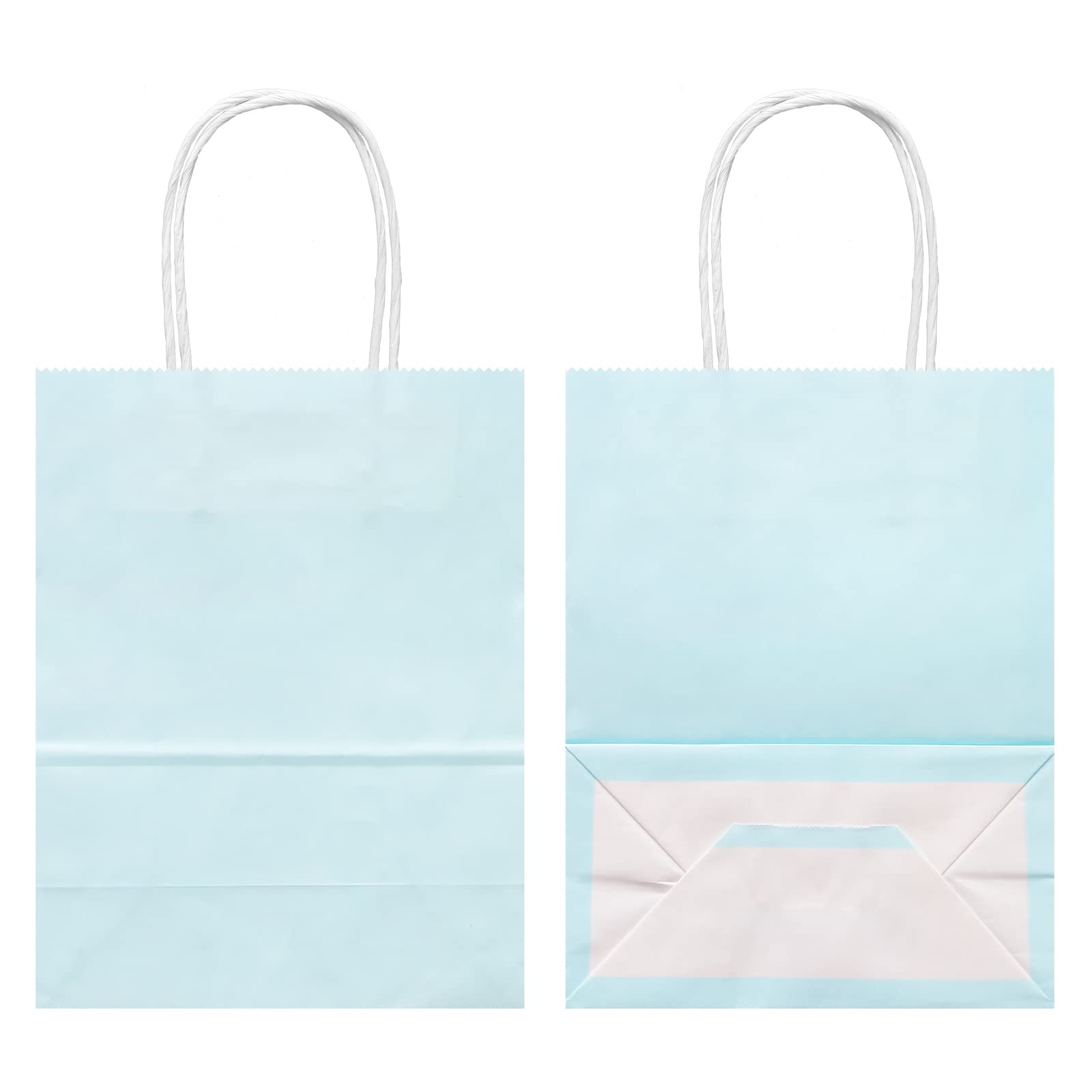 AZOWA 25-Pack Medium Kraft Paper Gift Bags with Handles - 8.6x4.3x10.2 Inches Pastel Blue Eco-Friendly Party Favor Bags for Birthday, Wedding, Baby Shower & Holiday Gifts