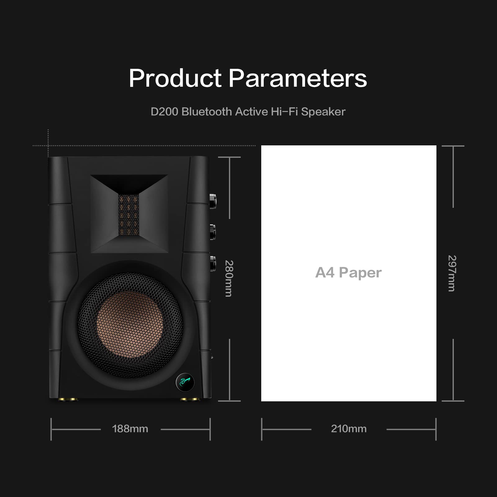 HiVi-Swans D200 Bluetooth Bookshelf Speakers - 5 Inch Near Field Studio Monitor Speakers with 260W RMS, Wood Grain Finish - Perfect for Home Theater, Gaming, Music Production, and PC/Desk Setup