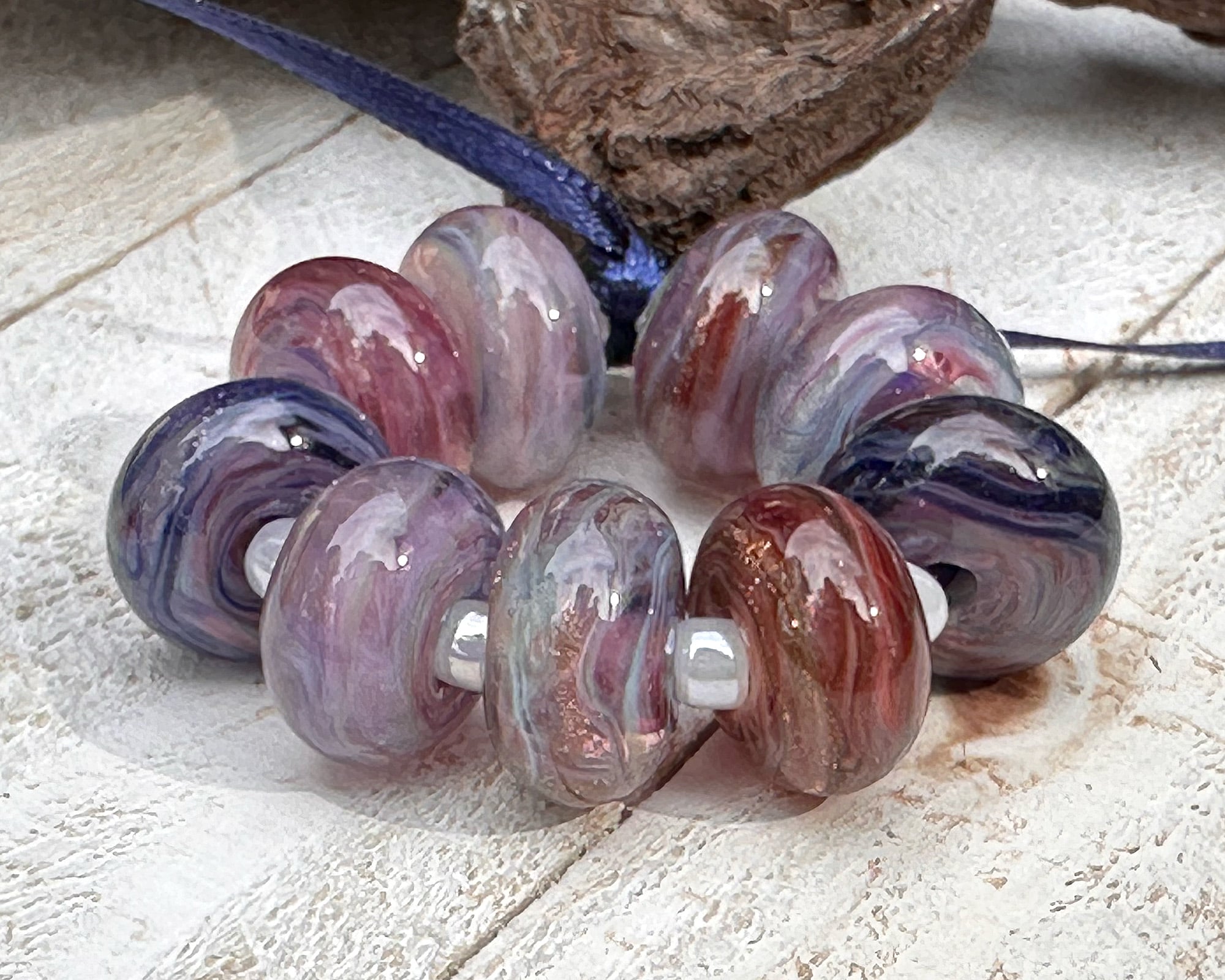 9pcs Garden Party Swirls Lampwork Glass Beads Set for Jewelry Making - DIY Bracelet, Necklace & Craft Projects - Perfect for Beaders, Artists & Gift Giving