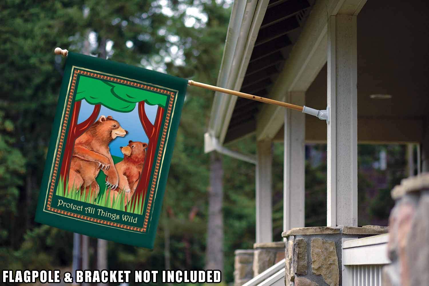Toland Home Garden 28 x 40 Inch Decorative House Flag - Protect Bears Design - Perfect for Outdoor Decoration, Seasonal Display & Wildlife Support