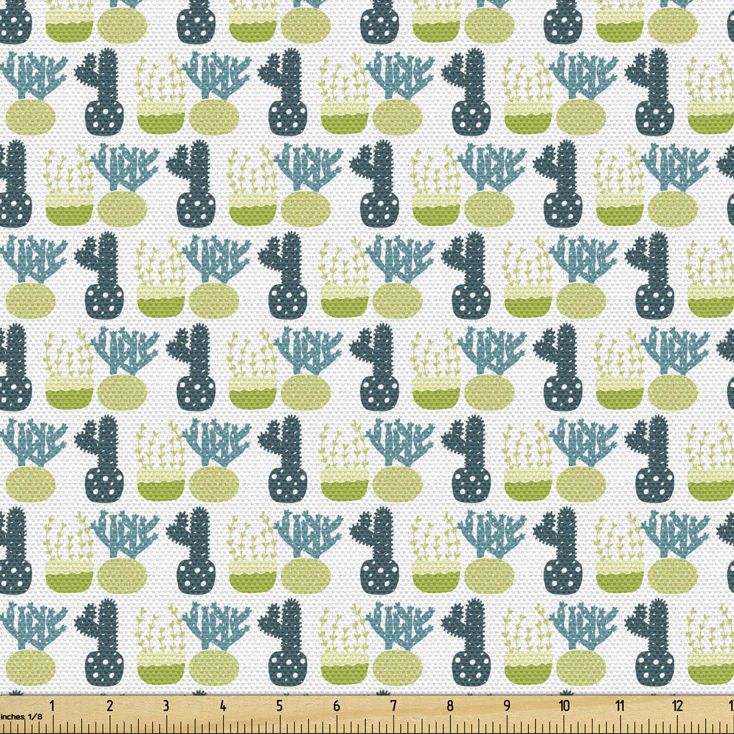 Ambesonne Agave Fabric by The Yard - Exotic Wild Plant Print on White & Avocado Green Background | 10 Yards Upholstery Material for Sofa, Curtains & Home Decor | Perfect for Bohemian & Tropical Interior Design