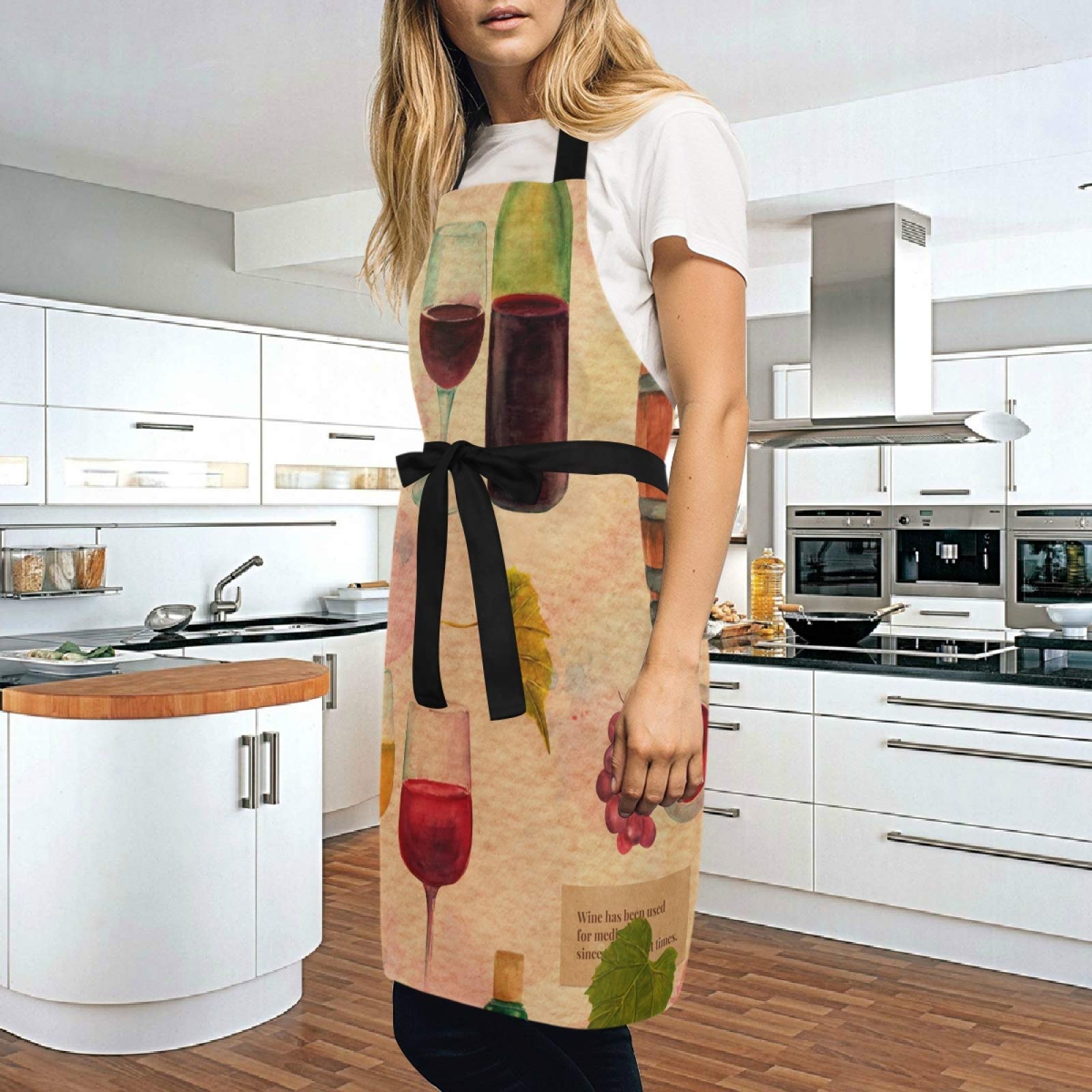 SUABO Wine Grapes Kitchen Apron with Pockets for Cooking, Baking & Grilling - Chef Apron for Women & Men - Perfect for Home Cooking, BBQ Parties & Professional Kitchens