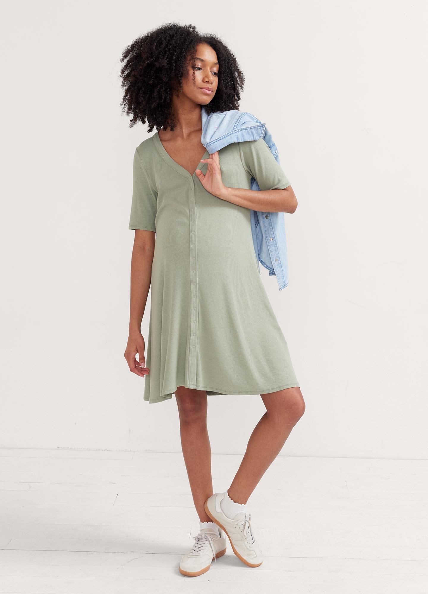 Ultra Soft Ribbed Nursing Mini Dress for Breastfeeding Moms - Comfortable Maternity & Nursing Wear for Daily Use, Outings & Special Occasions