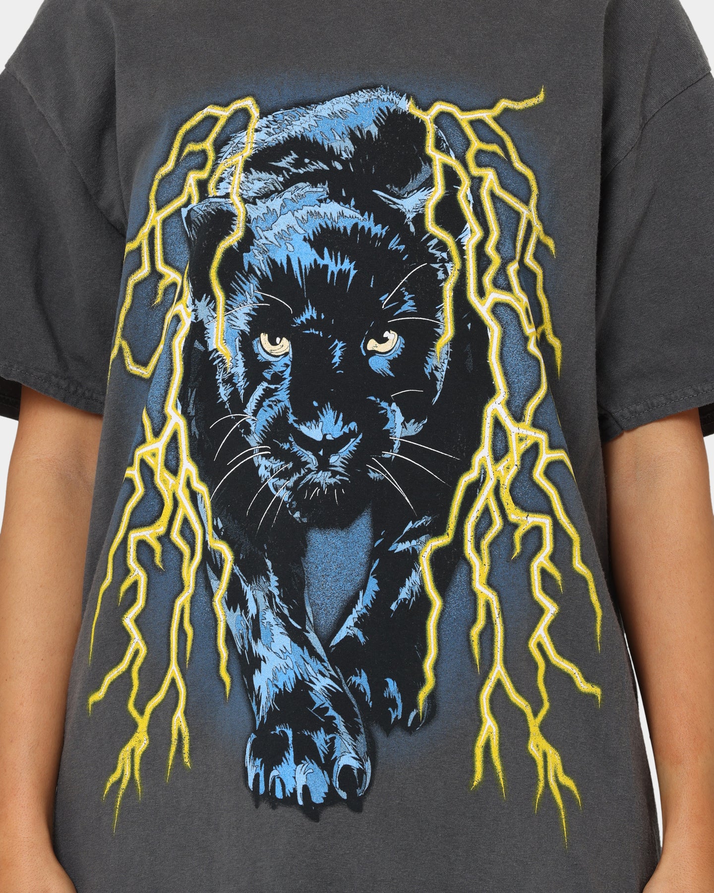 Vintage American Thrift OG Panther Graphic T-Shirt - Off Black | Retro Streetwear for Men & Women | Perfect for Casual Outfits, Concerts, and Urban Fashion