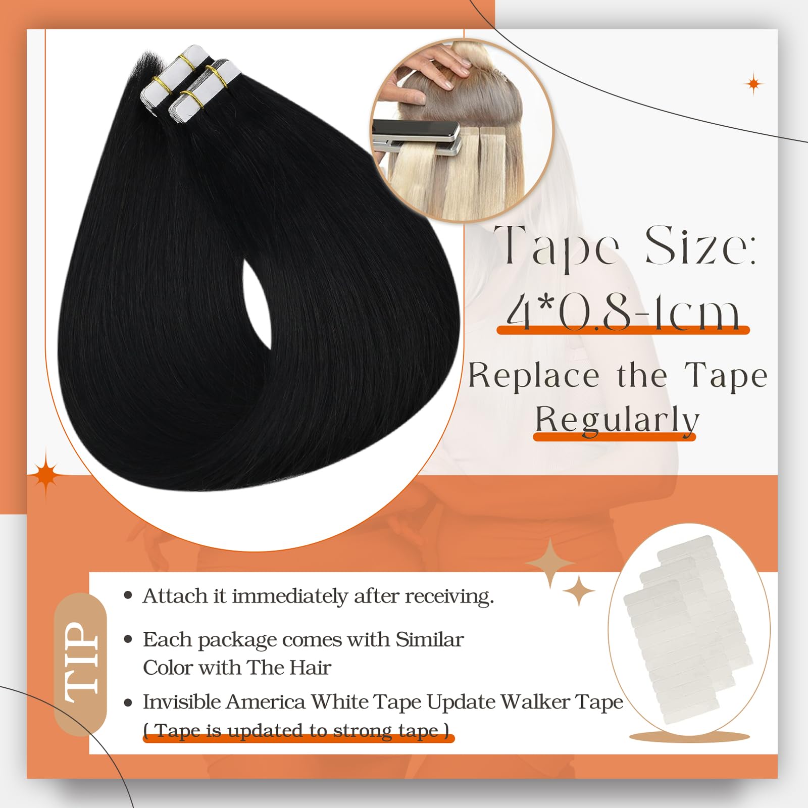 22 Inch Black Human Hair Extensions Clip Ins & Tape Ins Bundles - 170g Real Human Hair for Full Head Straight Hair - Perfect for Styling, Volume Boost & Everyday Wear