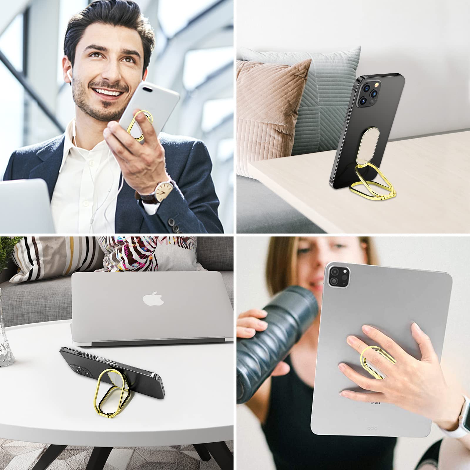 Adjustable Phone Stand Grip with Ring Holder - Portable Desk Stand for iPhone, Samsung & All Smartphones - Compatible with iPad Tablets - Perfect for Office, Home & Travel Use