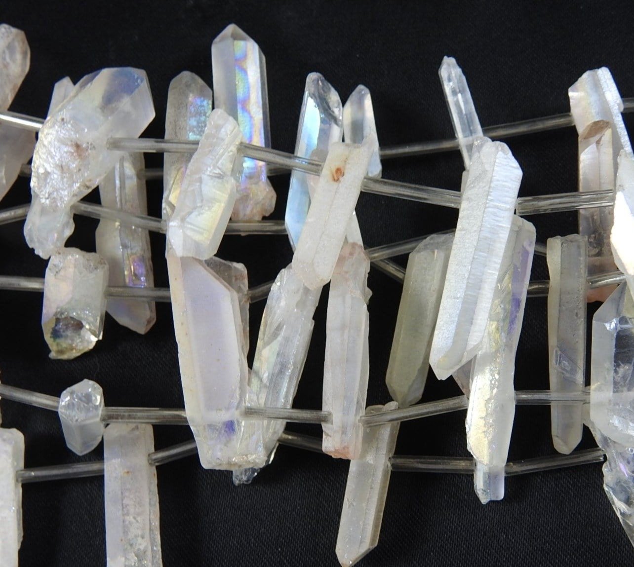 Angel Aura Quartz Natural Drilled Strand Beads - Healing Crystal Jewelry Making Supplies for Necklaces, Bracelets & Spiritual Crafts