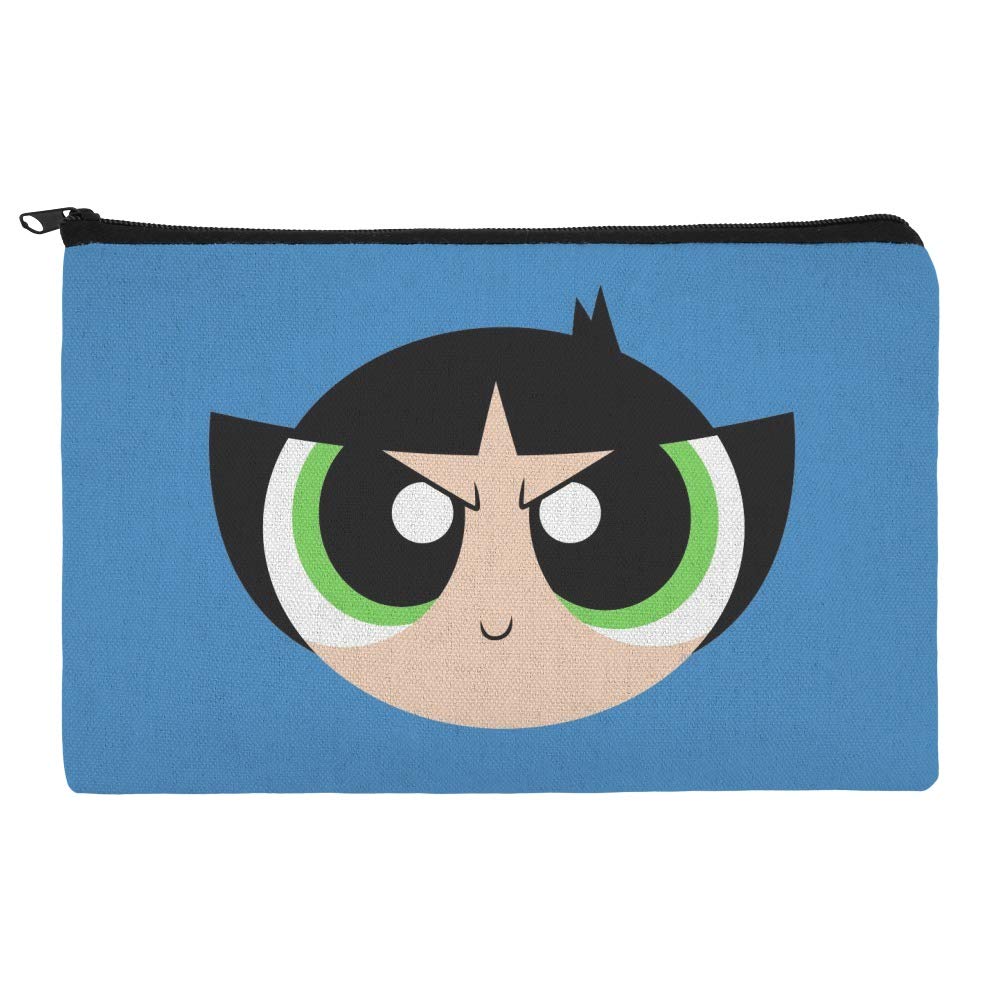 Powerpuff Girls Buttercup Cosmetic Bag - Blue Cartoon Pattern Makeup Organizer Pouch with Zipper for Travel, Gym & Daily Use - One Size