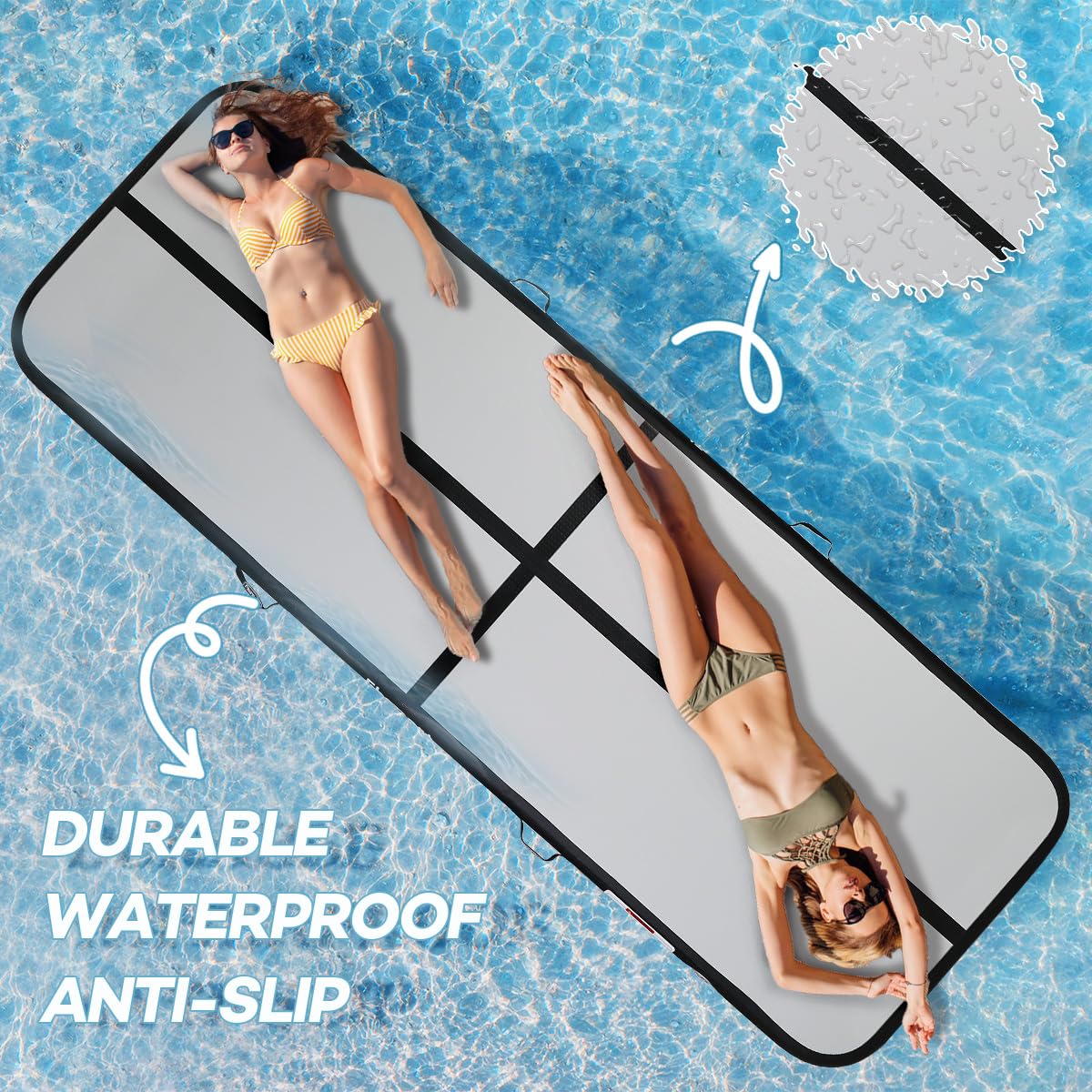 Inflatable Gymnastics Air Tumbling Track Mat - 6ft/10ft/13ft/16ft/20ft Sizes - Portable Training Mat with Electric Pump for Kids & Adults - Perfect for Home Gym, Outdoor Practice, Cheerleading, Yoga & Water Park Activities