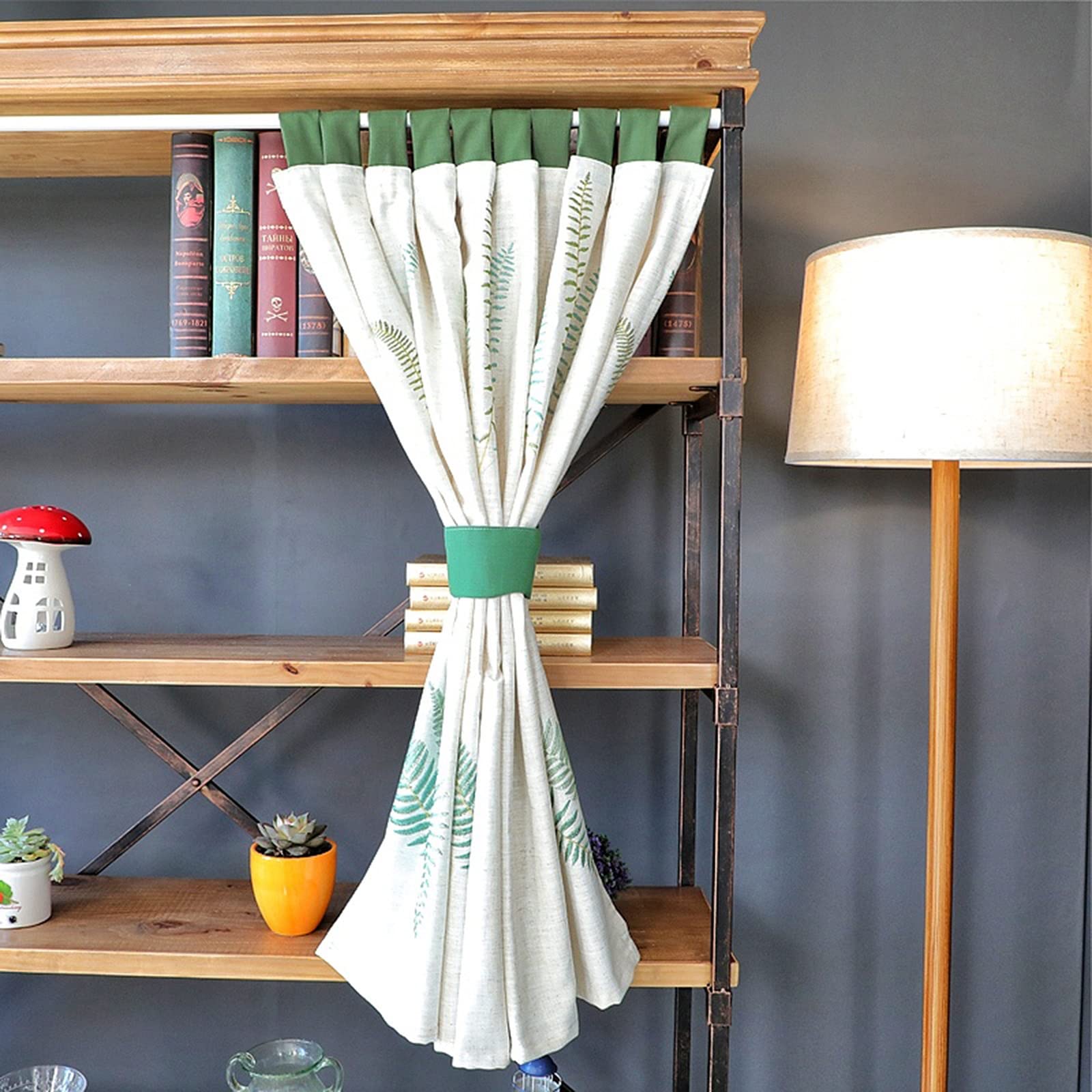 V3VOGUE Cotton Linen Short Curtain Valance - Breathable Half Window Kitchen Curtains for Balcony Bathroom - Green Tie-Up Home Decor with 1 Panel - Perfect for Small Windows, Room Dividers & Doorways