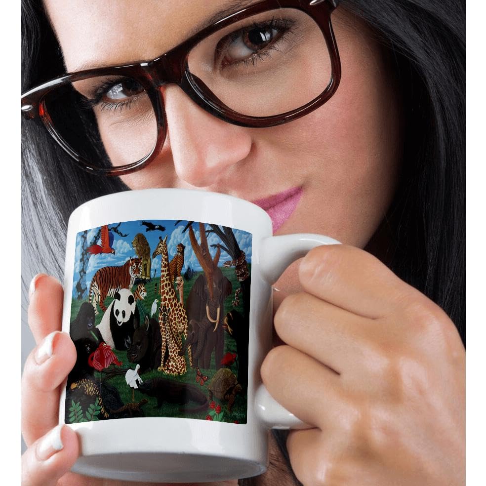 3D Rose Zoo Animals Ceramic Coffee Mug - 11 oz Insulated Cup for Hot & Cold Drinks - Perfect for Home, Office, Gifts & Animal Lovers