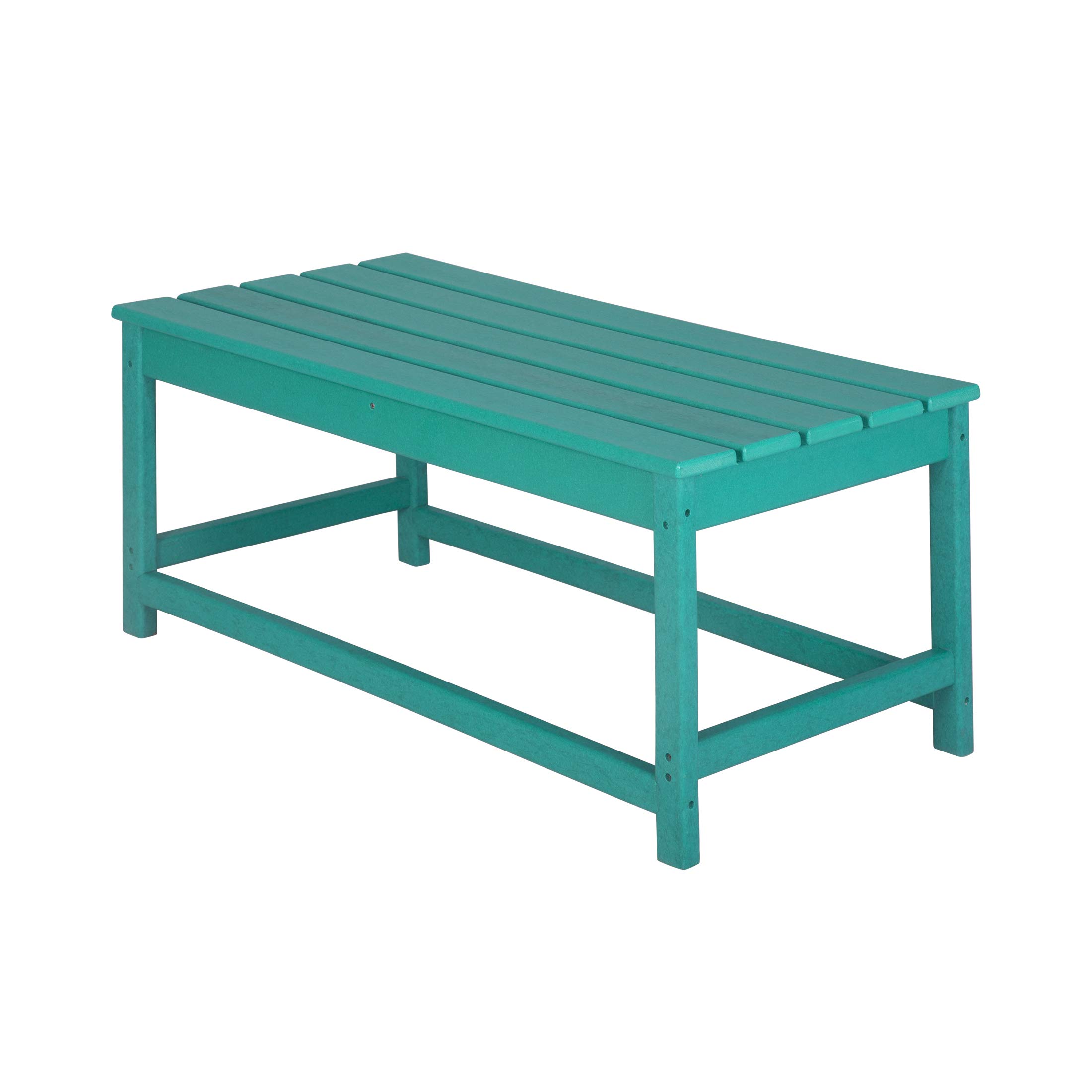 WestinTrends Malibu 3-Piece Outdoor Patio Furniture Set - All-Weather Plastic Adirondack Chairs (Set of 2) with Coffee Table for Porch, Lawn & Backyard - Turquoise - Perfect for Relaxing, Entertaining & Outdoor Dining