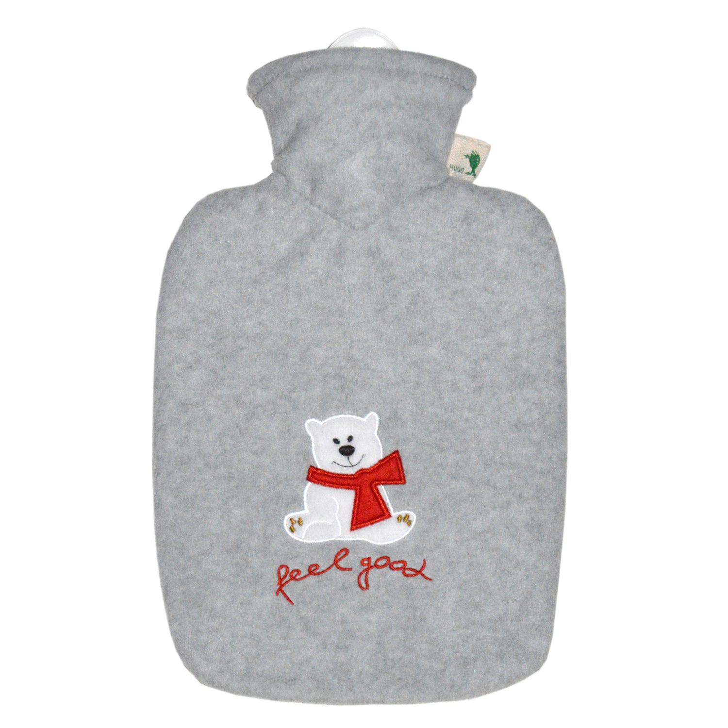 1.8L Classic Hot Water Bottle with Polar Bear Grey Fleece Cover - Rubber-Free, BPA-Free for Pain Relief & Warmth - Perfect for Cold Nights, Menstrual Cramps & Winter Comfort