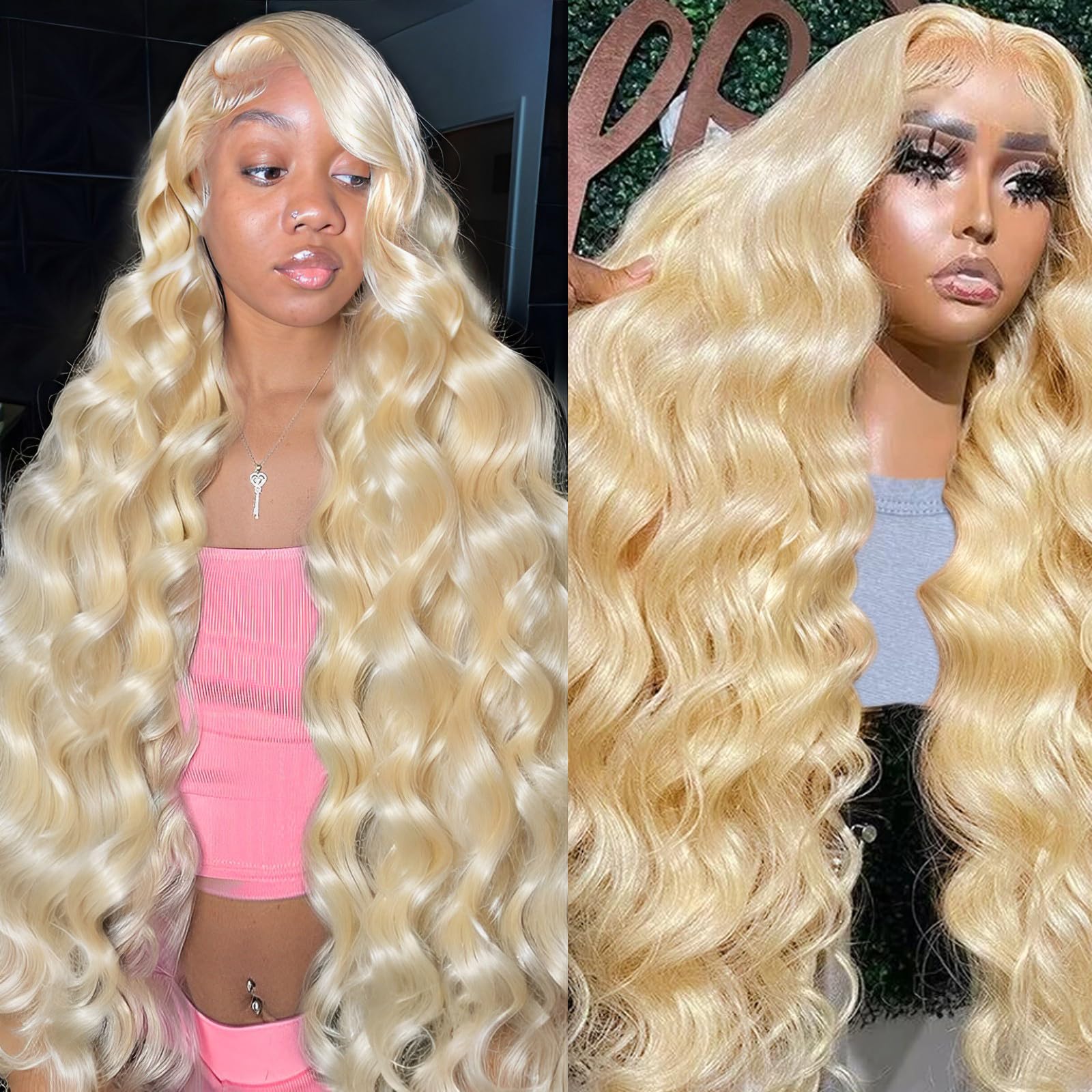 613 Blonde Human Hair Lace Front Wig - 32 Inch 13x6 HD Transparent Lace Frontal with Baby Hair | 180% Density Body Wave | Perfect for Cosplay, Daily Wear & Special Occasions