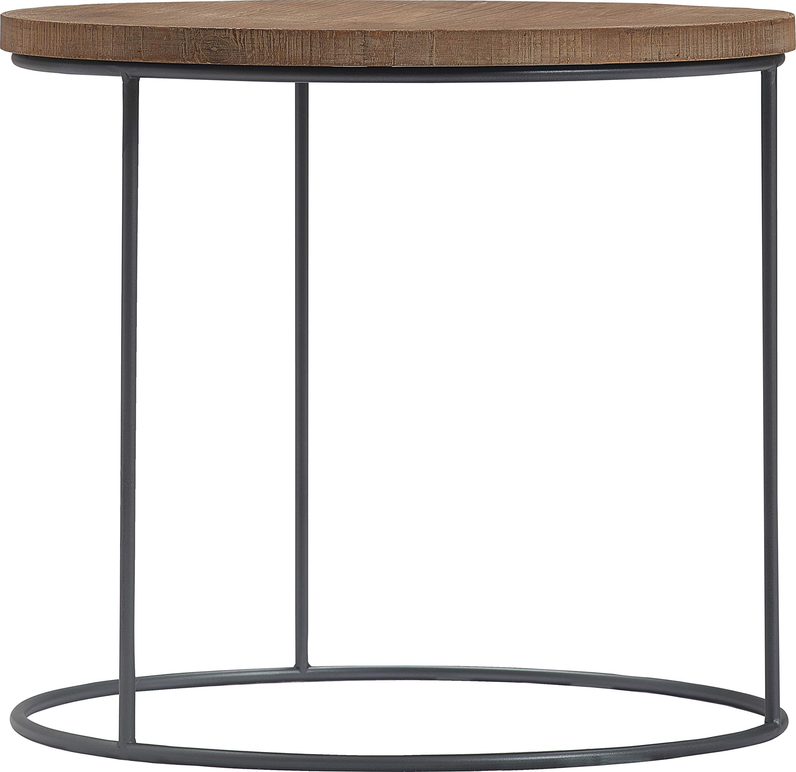 Tommy Hilfiger 3-Piece Geometric Nesting Tables Set - Round Wood & Metal Stacking End Tables, Modern Nightstands for Small Spaces - Distressed Finish | Perfect for Living Room, Bedroom & Office Decor