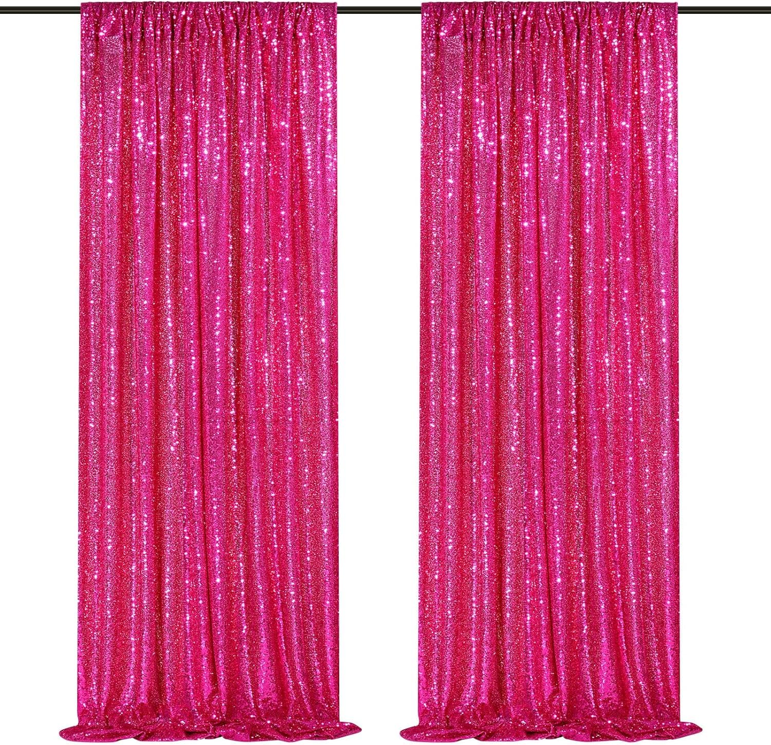Pink Sequin Backdrop 2 Panels - Glitter Photo Booth Background for Christmas Party, Wedding, Baby Shower | Perfect for Events, Photography & Home Decor