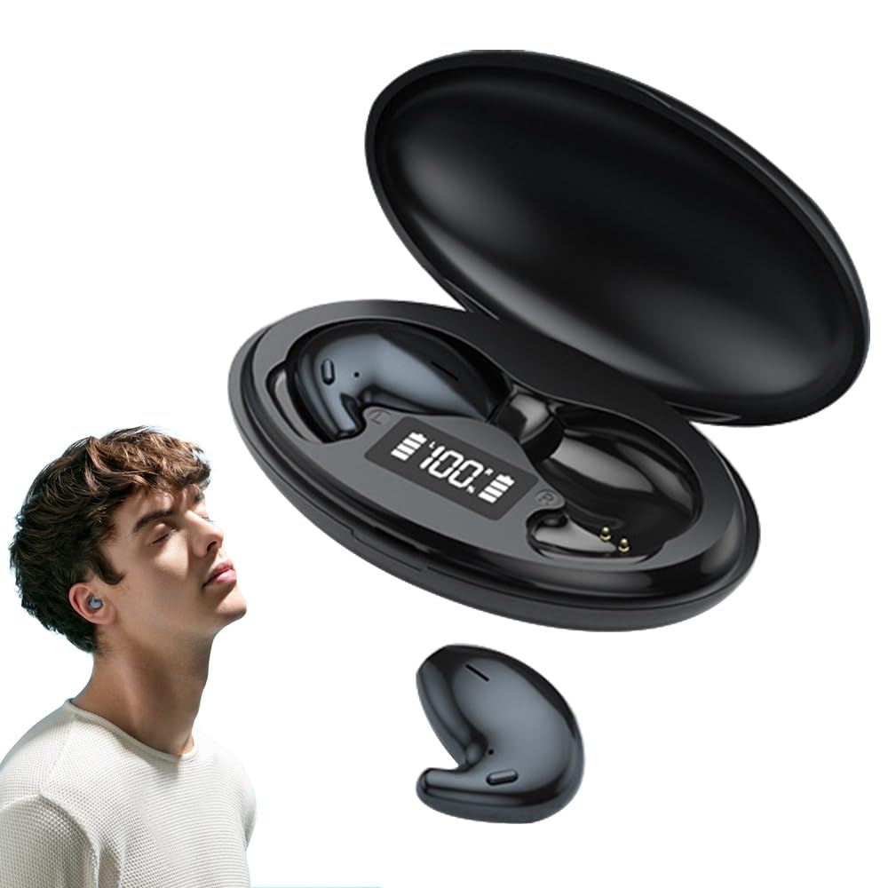 Wireless Bluetooth Sleep Earbuds for Side Sleepers - Noise Cancelling, Mini & Comfortable for Sleeping, Exercise, Working, Hiking & Sports (Black) | Perfect for Nighttime Rest, Travel & Office Use