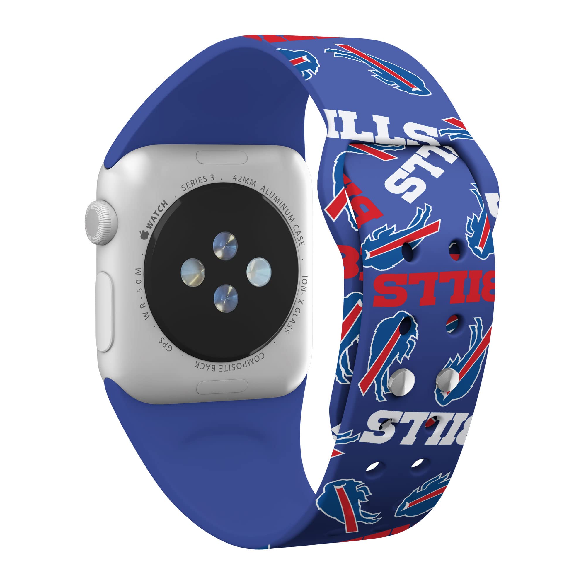 Buffalo Bills HD Watch Band for Apple Watch - Durable Silicone Strap Compatible with All Apple Watch Series (38mm 40mm 41mm 42mm 44mm 45mm 49mm) - Perfect for Game Day, Sports & Casual Wear