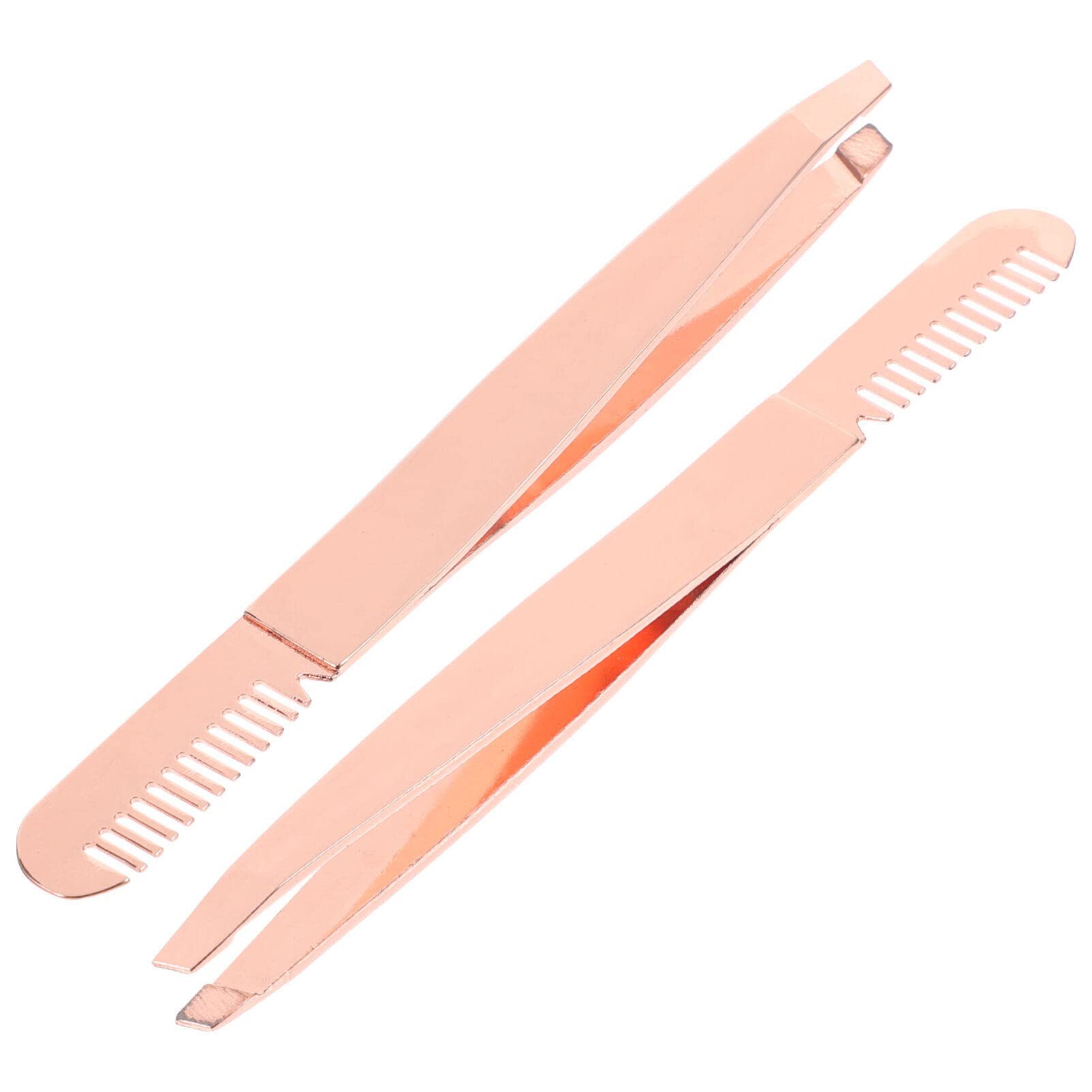 2-Piece Stainless Steel Tweezers for Women - Facial Hair Removal & Eyebrow Shaping Beauty Tools - Perfect for Eyebrow Grooming, Splinter Removal & First Aid Kit