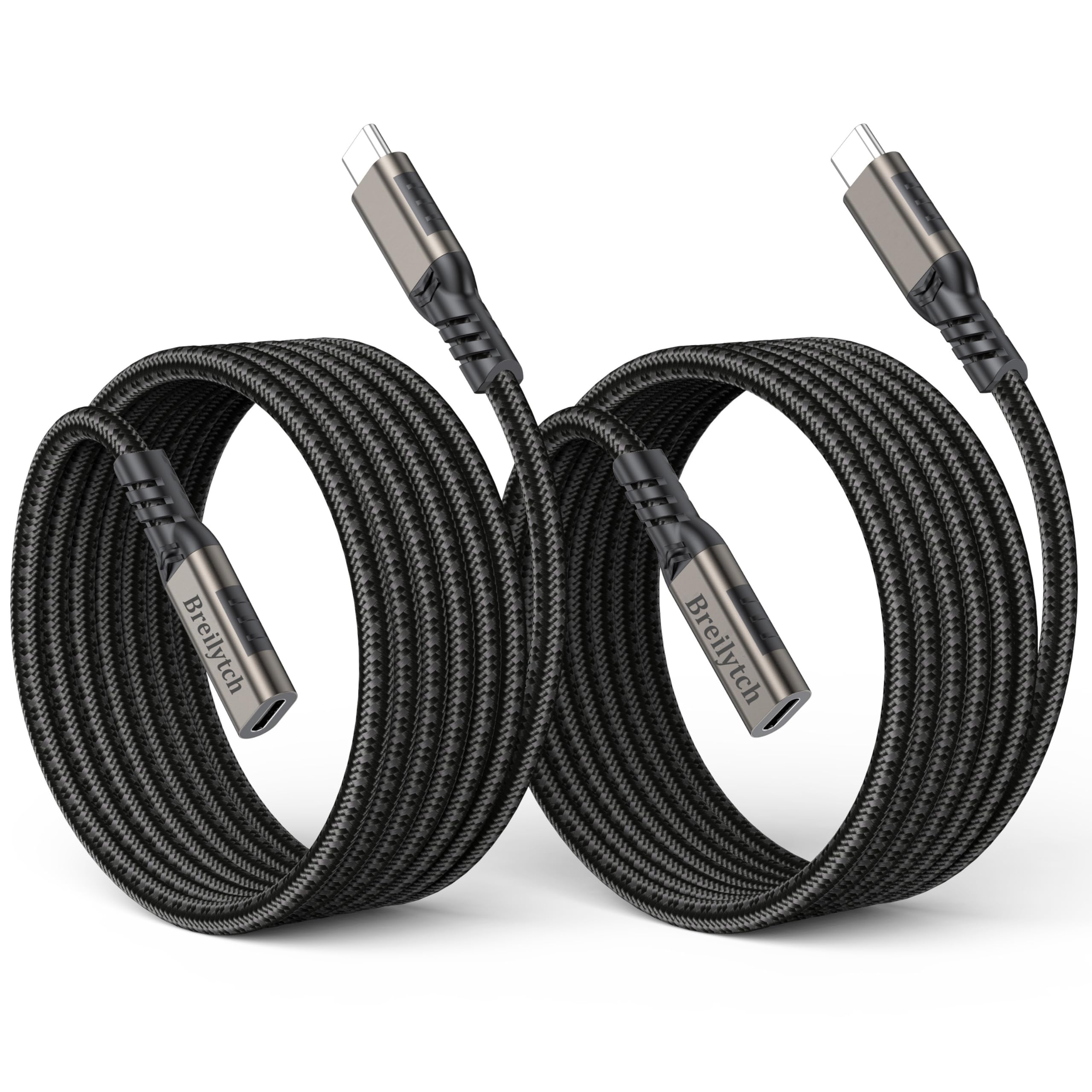 10FT USB C Extension Cable 2 Pack - USB 3.2 Type C Male to Female Extender Cord - Fast Charging & Data Sync for iPhone 16/15 Pro, MacBook Air/Pro, Galaxy S25/S24, iPad - Durable Braided Nylon for Home, Office & Travel Use