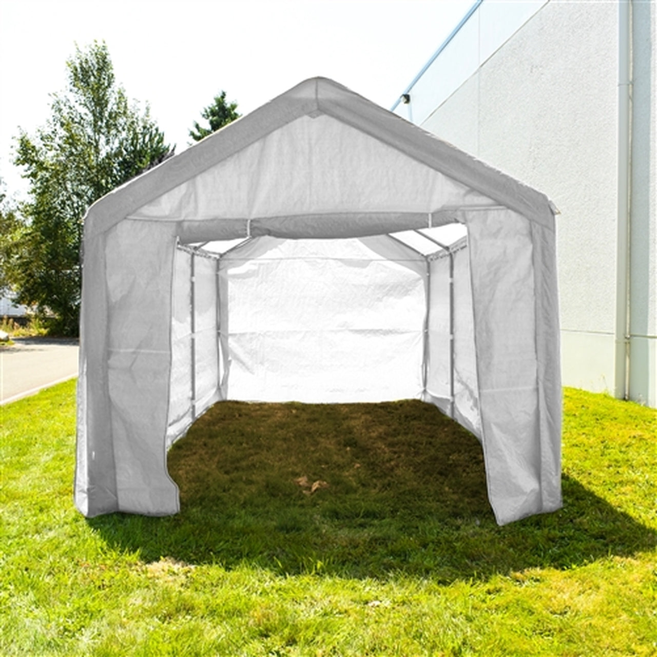 Heavy Duty 10x20 FT Aleko Outdoor Carport Canopy Tent - White - Perfect for Vehicle Shelter, RV Cover, and Outdoor Storage