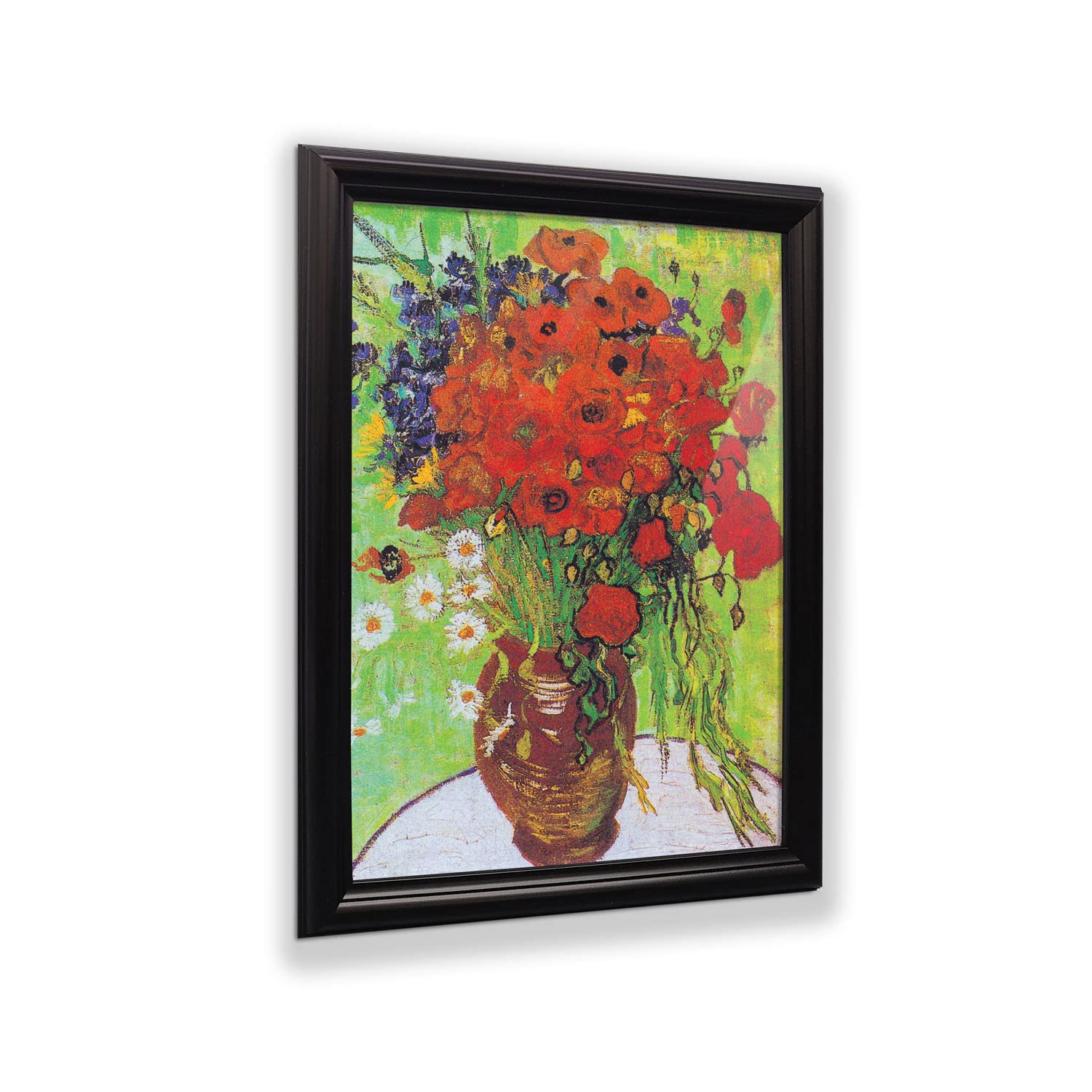 Vincent Van Gogh Red Poppies and Daisies Framed Art Print - 11x14 Inch Red Flower Wall Decor for Living Room, Bedroom & Office - Premium Home Decoration Gift Idea