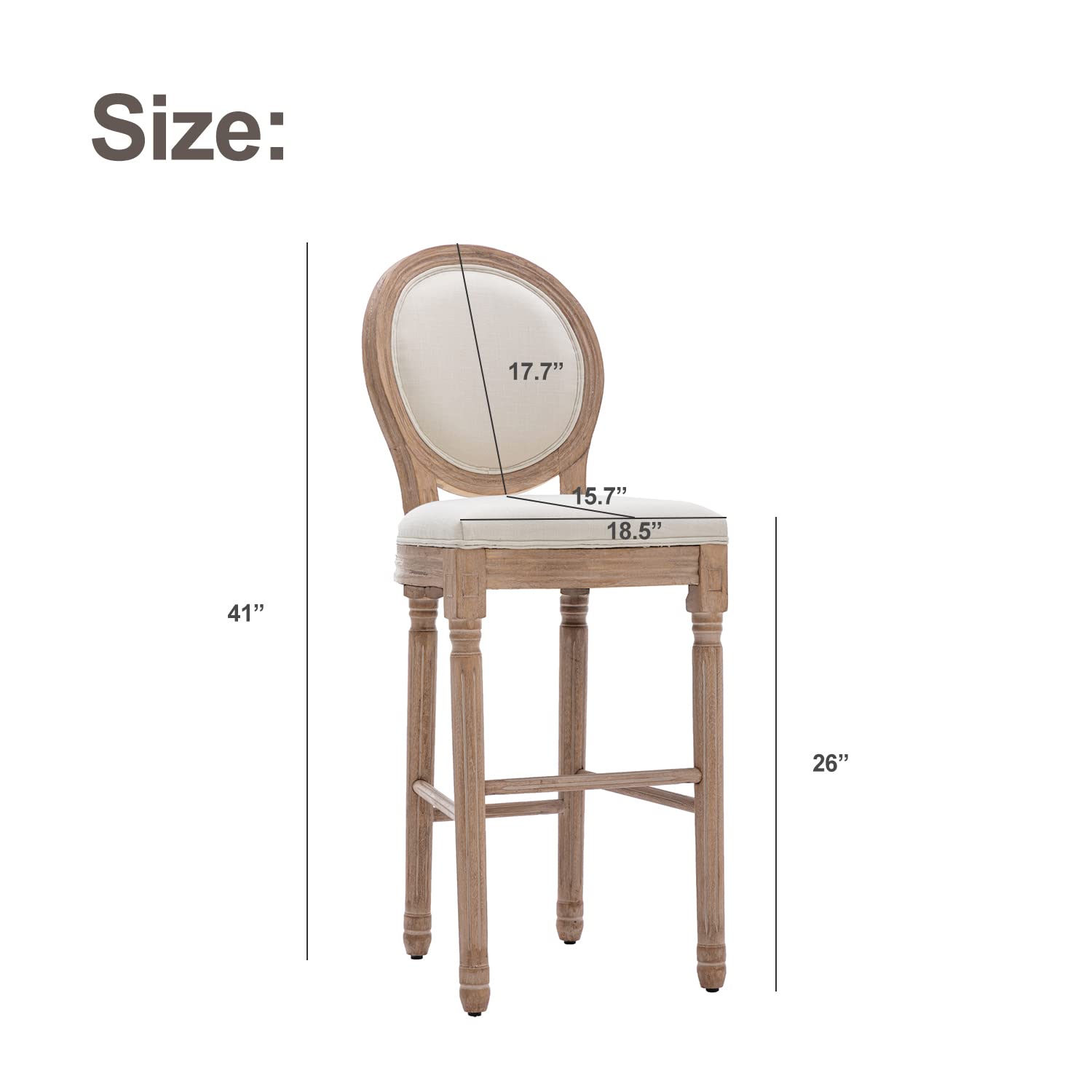Nrizc Set of 4 Farmhouse Bar Stools - 30