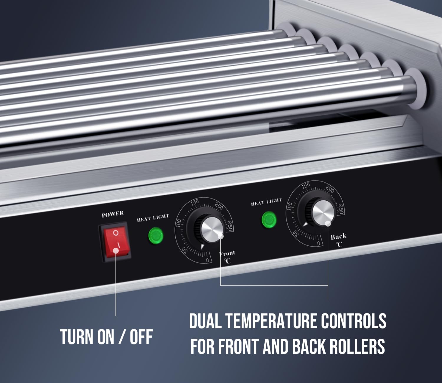 Commercial Grade SYBO Hot Dog Roller - 18 Hot Dog 7 Roller Grill Cooker Machine with Removable Stainless Steel Drip Tray, 1000-Watts - Perfect for Restaurants, Food Trucks, and Outdoor Events