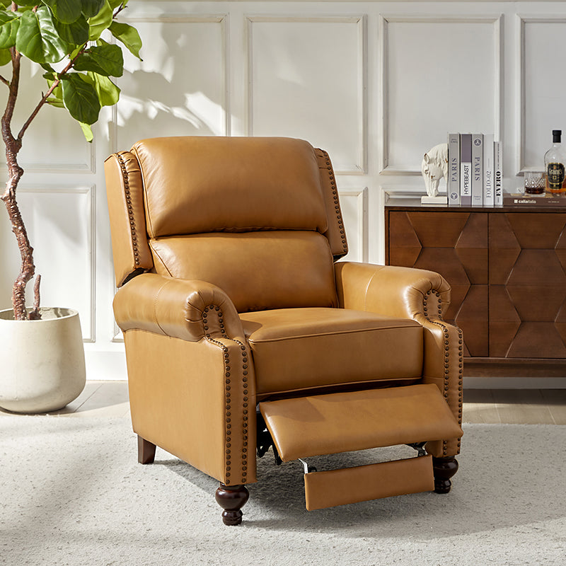 Mid Century Modern Genuine Leather Recliner Chair - Consuela Handcrafted Lounge Chair for Living Room, Office & Home Theater