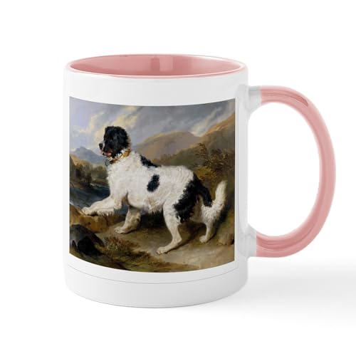 White/Pink Inside - Painting Of Newfoundland Landseer Mug