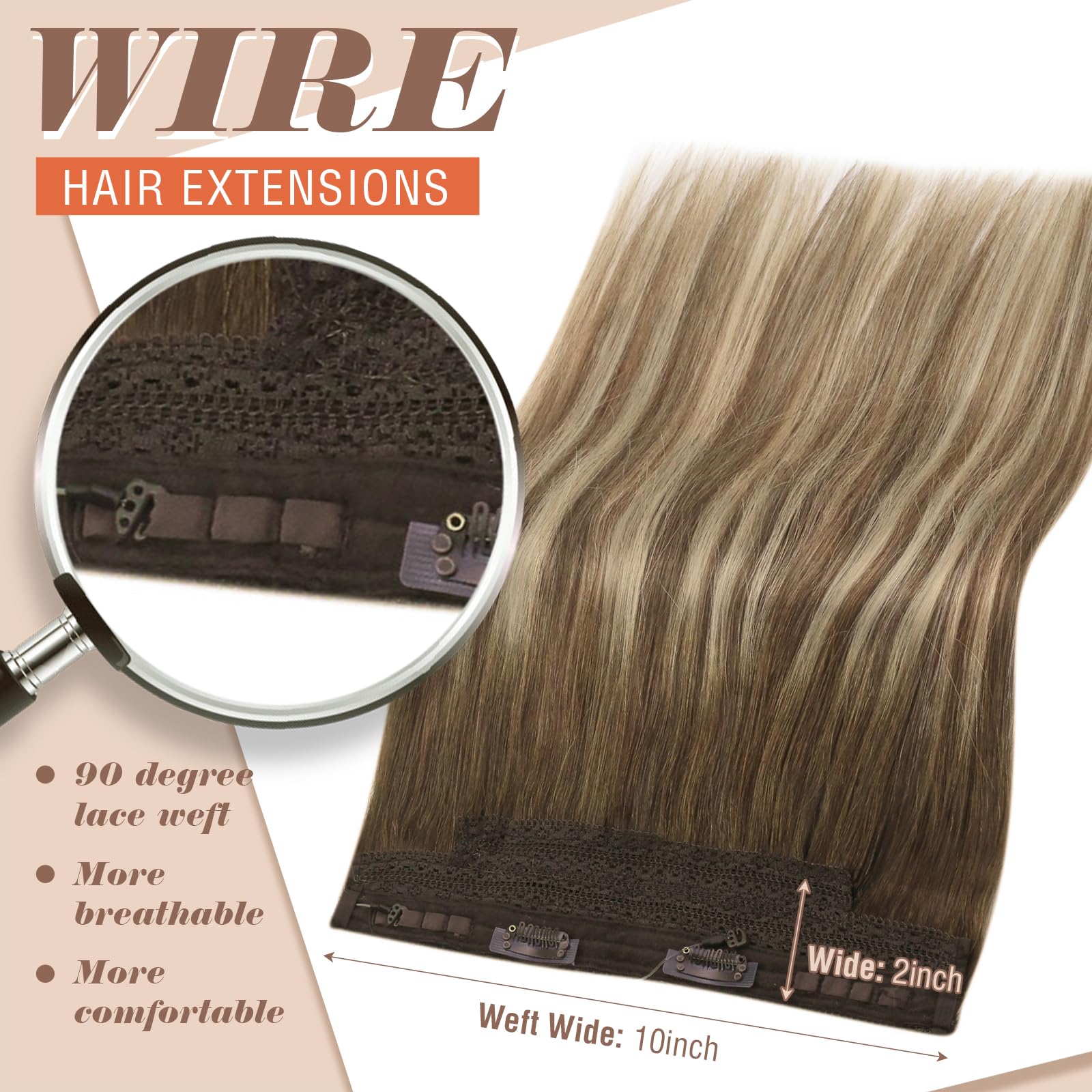 Sunny Hair Extensions 18inch Human Hair Clip-in Extensions - Medium Brown to Platinum Blonde Ombre, 80g Remy Hair for Full Head Coverage | Perfect for Parties, Weddings & Daily Styling