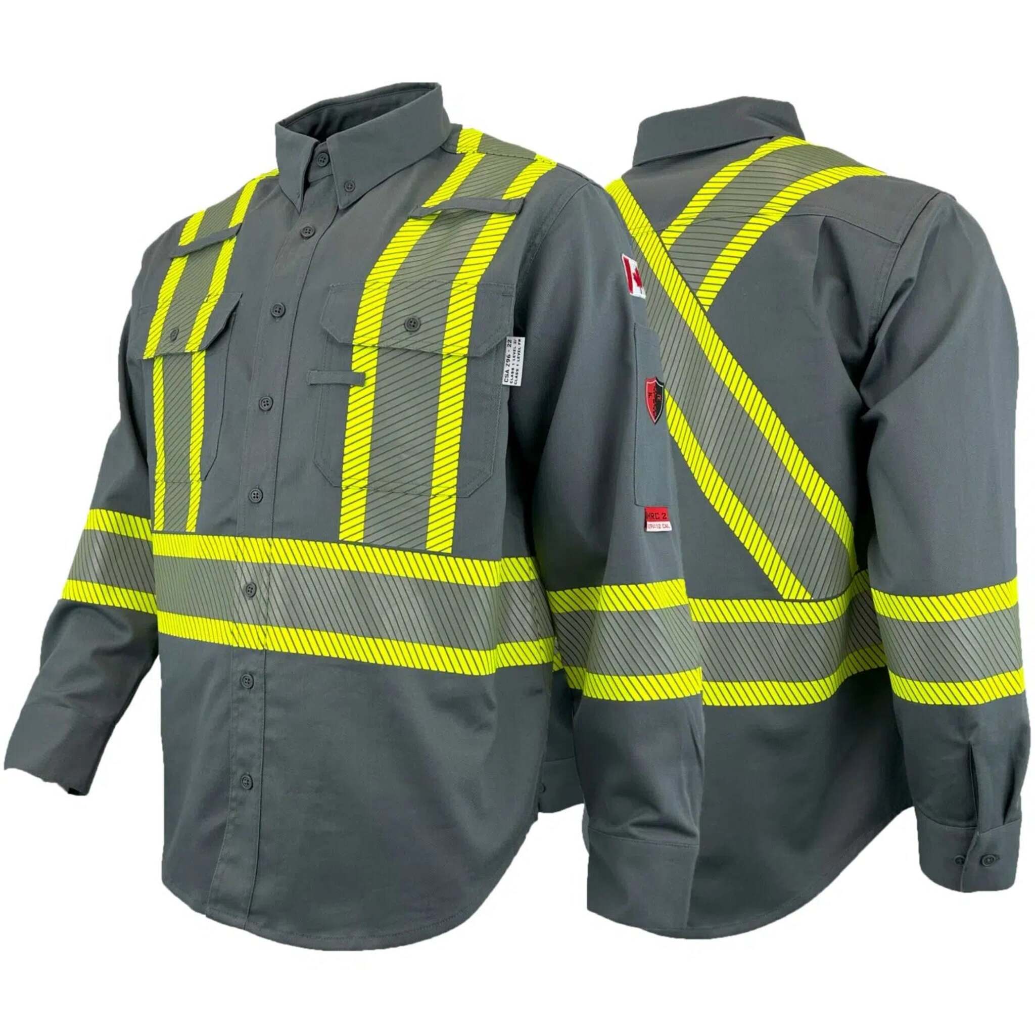 Atlas Guardian 4044 High Visibility FR/AR Button Down Shirt - CSA Z92-22 Class 1 Level 2 Certified, 12 CAL ATPV for Hazard Protection | Flame Resistant & Arc Rated Safety Workwear | Comfort Fit in Sizes XS to 7XL | Ideal for Construction, Oil & Gas, Electrical Utility Workers