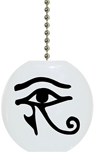 1170F Black Eye of Horus Ceramic Fan Pull - Ancient Egyptian Decor for Ceiling Fans, Light Switch Chains & Home Decor