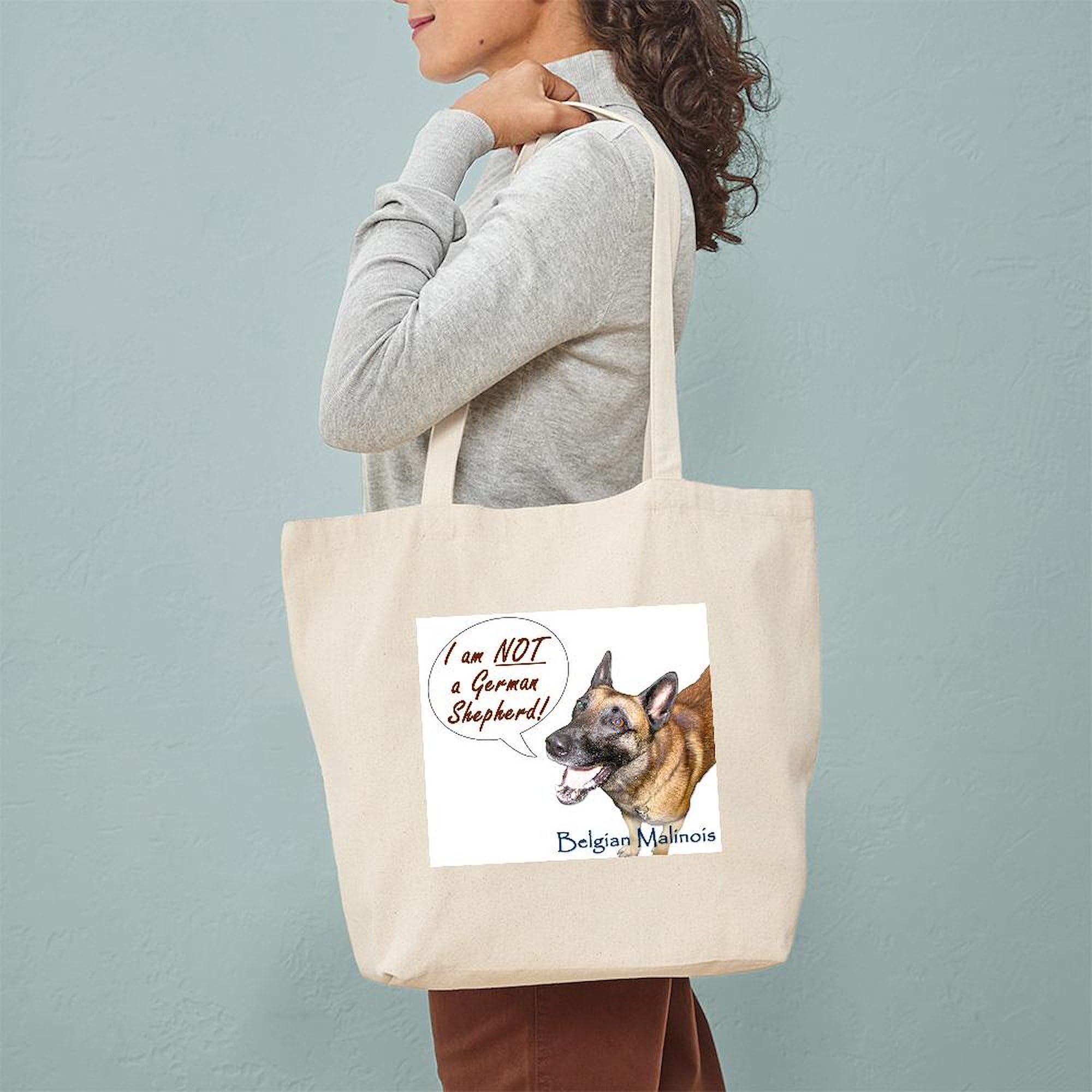 I'm Not A German Shepherd! Natural Canvas Tote Bag - Eco-Friendly Reusable Shopping Bag for Groceries, Beach & Daily Use