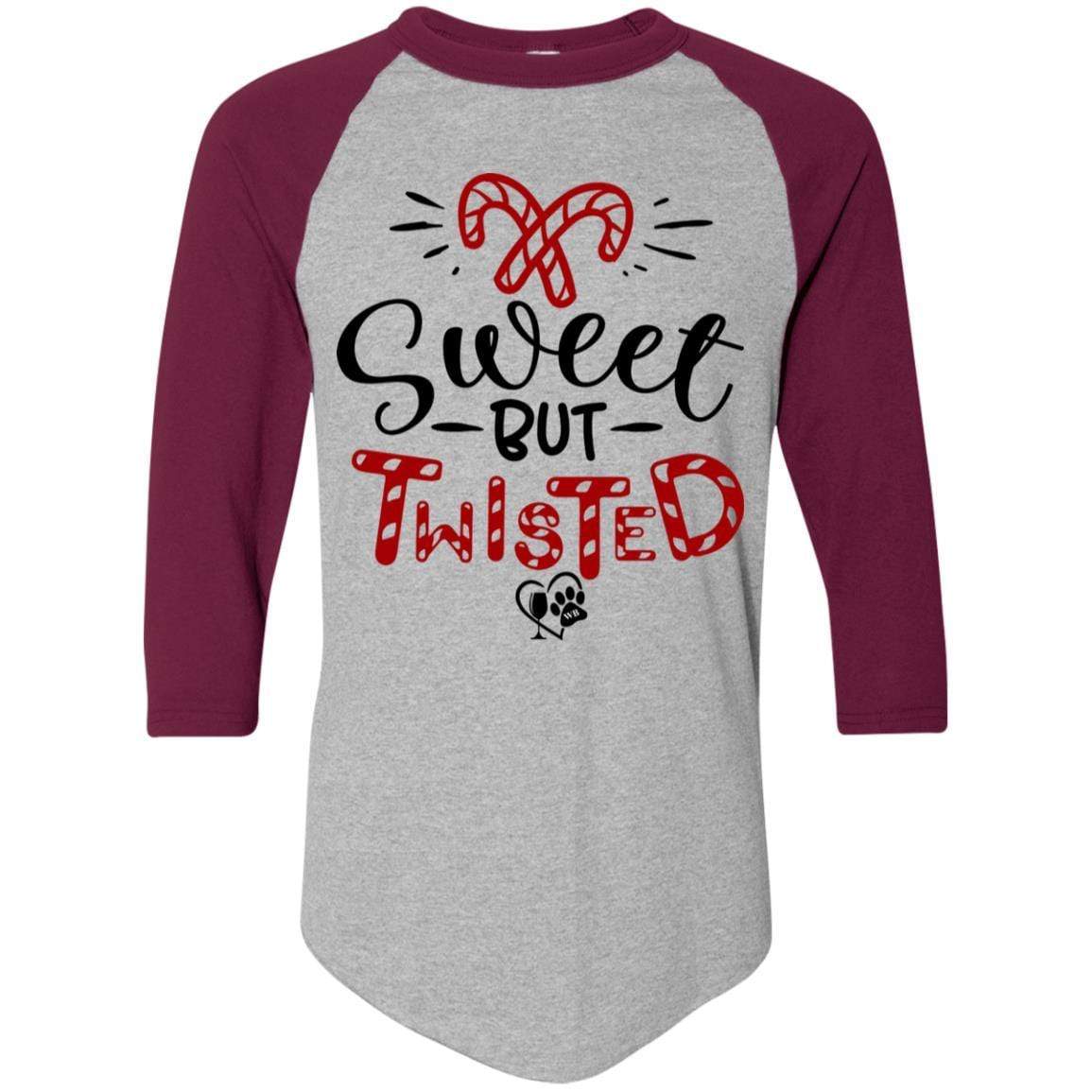 Sweet But Twisted Colorblock Raglan Jersey - Women's Long Sleeve Baseball Tee for Christmas & Holiday Parties - Cozy Casual Pullover for Festive Gatherings & Winter Outfits