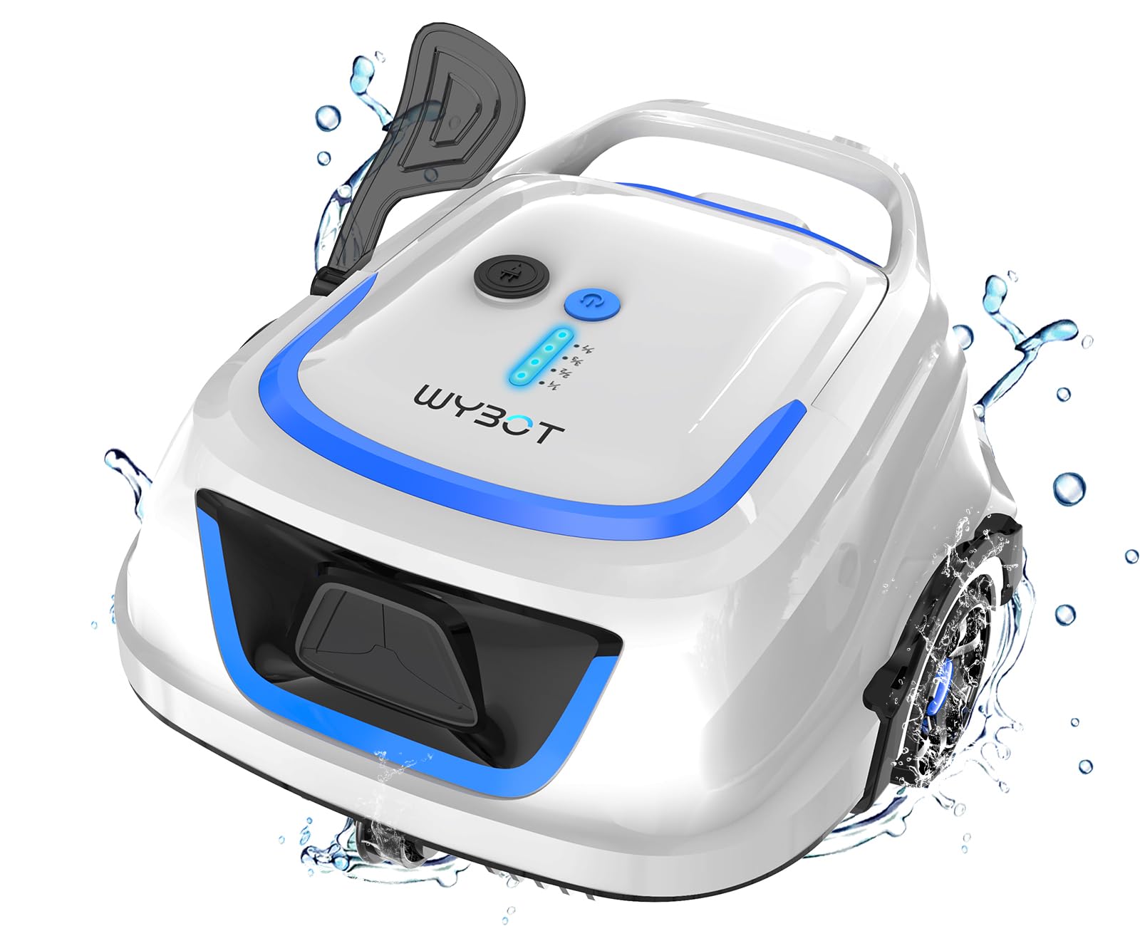 WYBOT A1 Cordless Robotic Pool Cleaner - Automatic Above Ground Pool Vacuum with 120 Min Runtime, Dual Filtration System, LED Display & Fast Charging - Ideal for Inground & Above Ground Pools (White & Blue) | Perfect for Weekly Pool Maintenance & Crystal Clear Water
