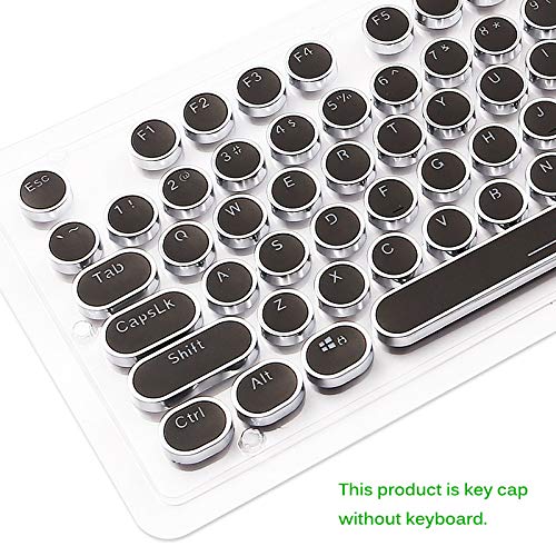 TopHGC 104 Keycap Set for Mechanical Keyboards - Retro Typewriter Punk Style Round Keycaps, Compatible with Most Backlit Keyboards (Black) | Perfect for Gaming, Typing & Custom Keyboard Builds