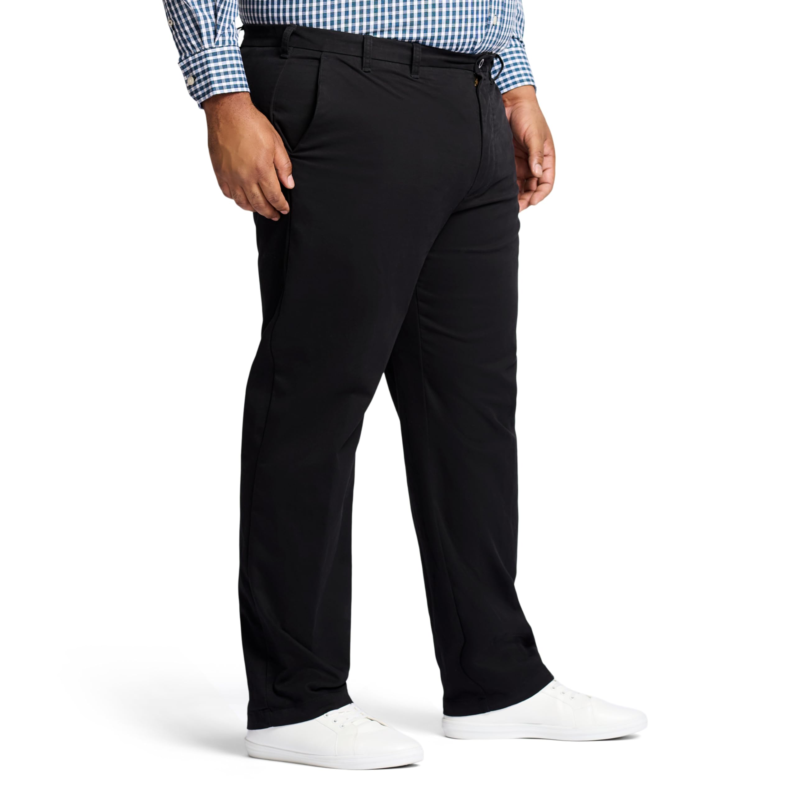 IZOD Men's Big & Tall Performance Stretch Flat Front Pants - Comfortable Work & Casual Office Wear for Plus Size Men