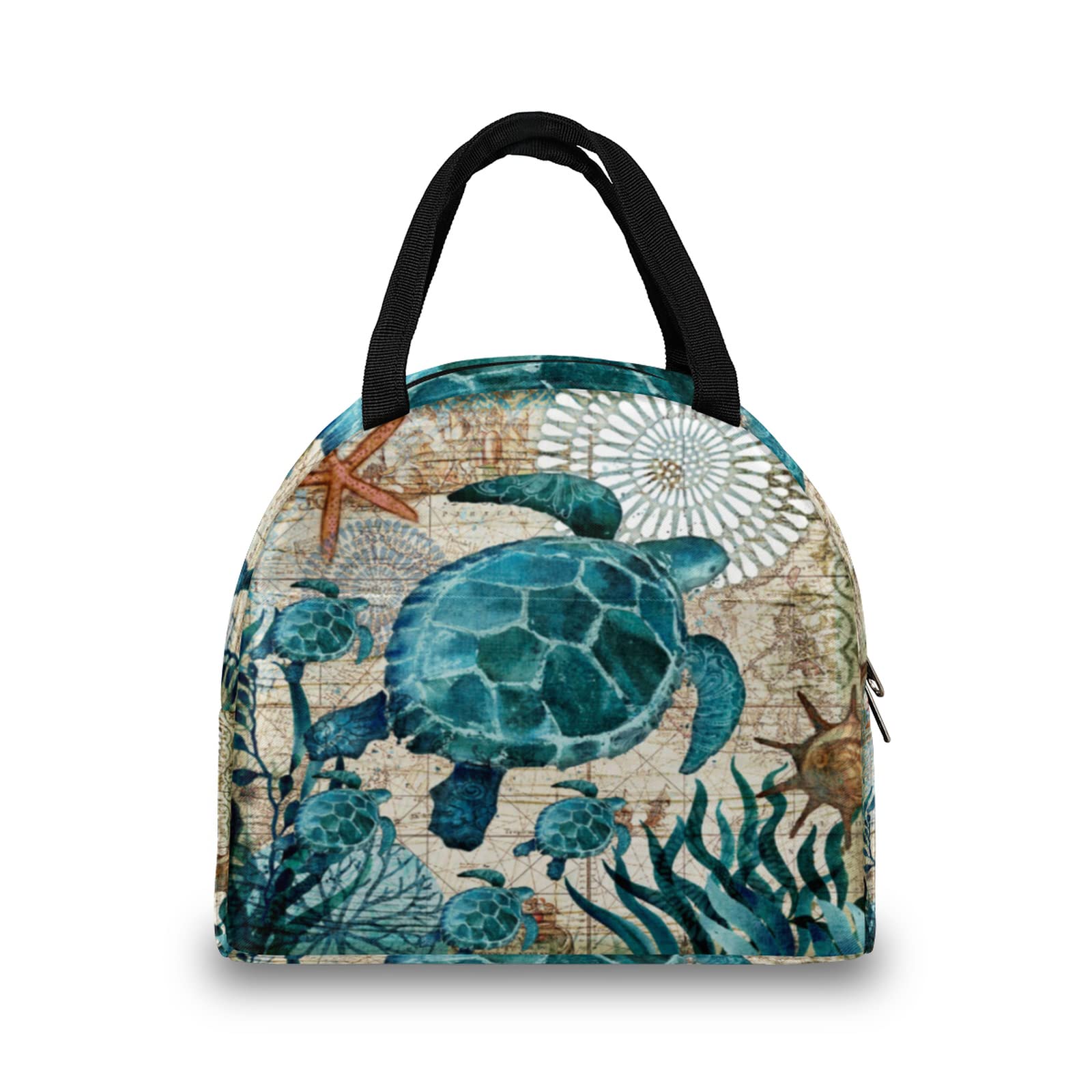 Ocean Turtle Insulated Lunch Box Cooler Bag - Reusable Thermal Tote for Women & Men - Perfect for Beach Picnics, School, Work & Outdoor Activities