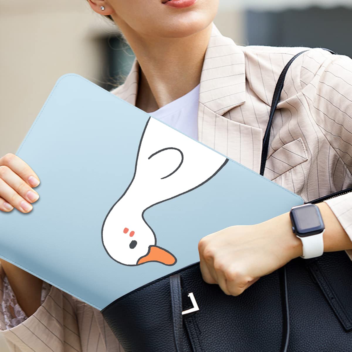 Stylish Blue Faux Leather 16 Inch Laptop Sleeve for MacBook Pro 16
