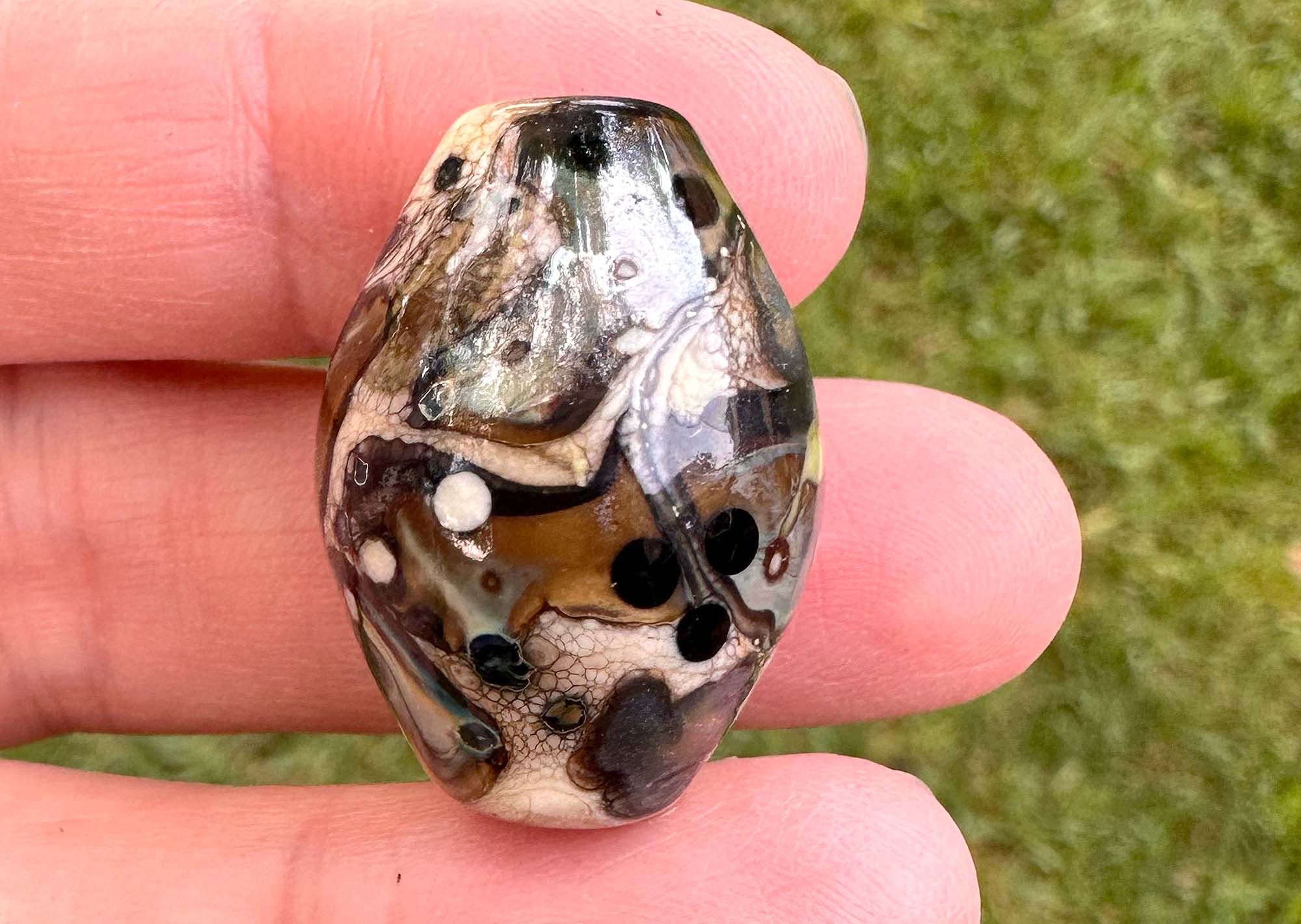 Handmade Ethereal Ivory Lampwork Glass Focal Bead for Jewelry Making - Perfect for Necklaces, Bracelets & DIY Craft Projects