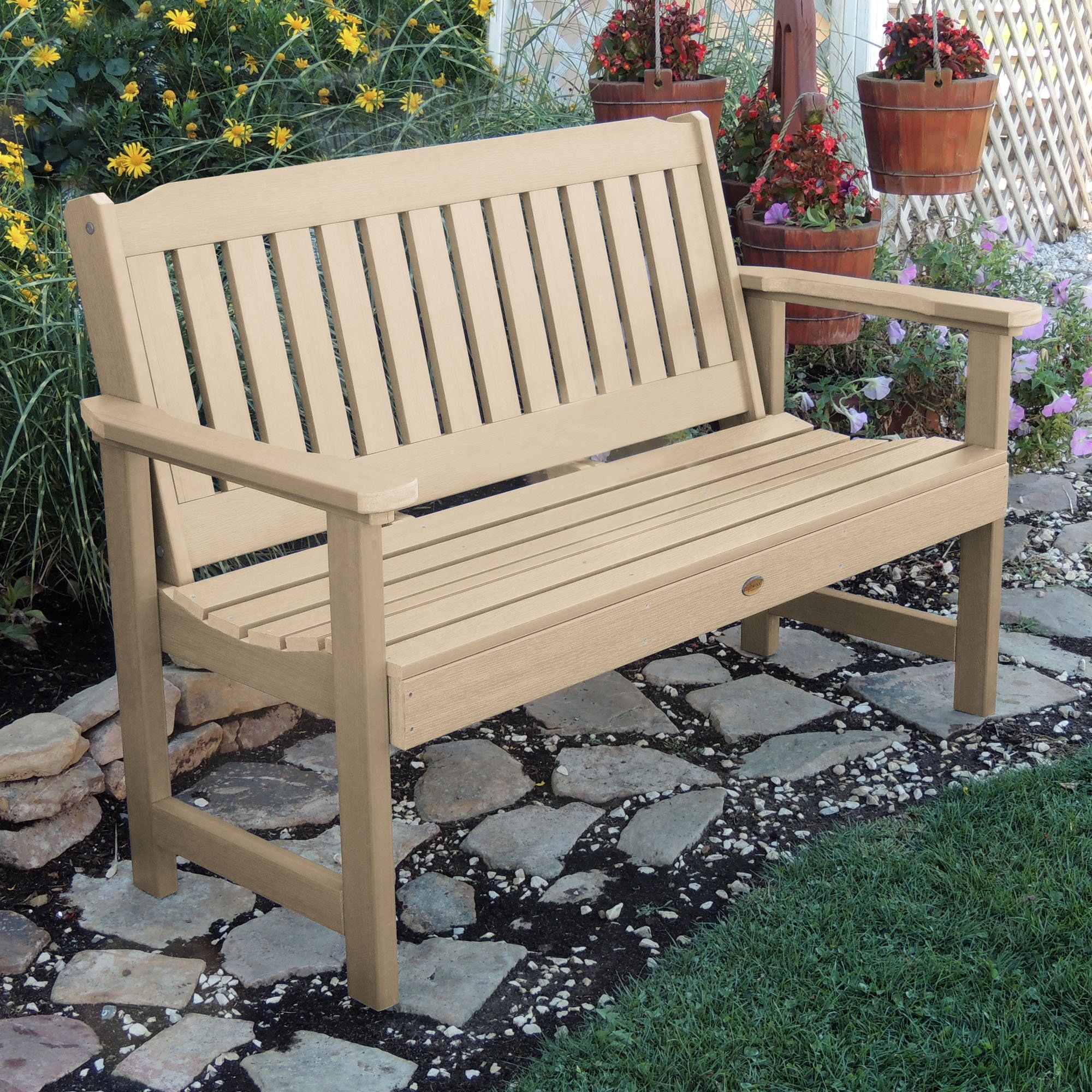 5ft Lehigh Outdoor Garden Bench for Patio, Backyard, and Lawn – Durable Weather-Resistant Wooden Seating for Relaxing and Decorating