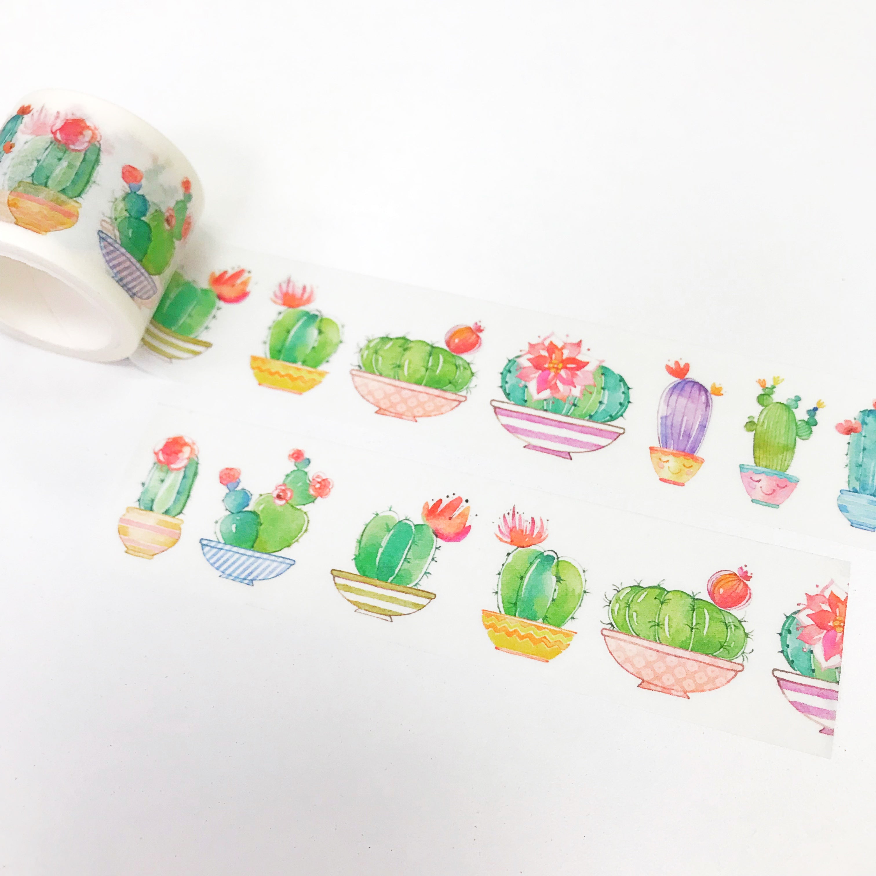 Cute Cactus Washi Tape - Decorative Japanese Paper Tape for Scrapbooking, Bullet Journaling, and DIY Crafts - Perfect for Home Decor, Gift Wrapping, and Planner Stickers