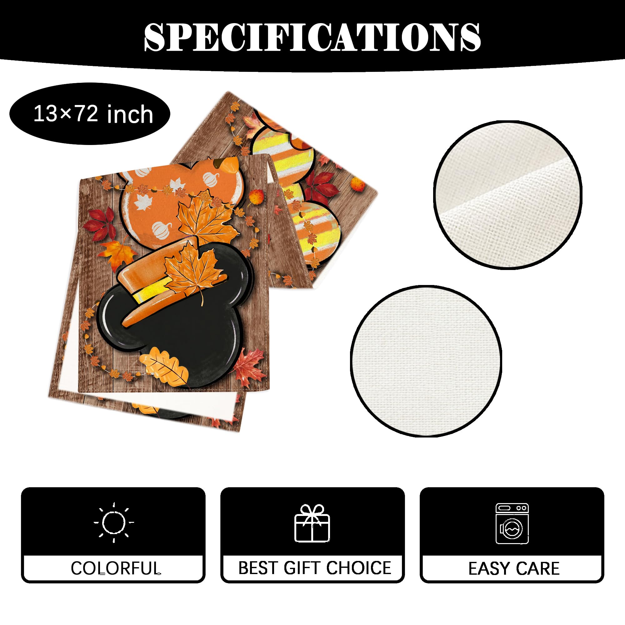 Cartoon Mouse Table Runner - Fall & Autumn Harvest Thanksgiving Decor for Home, Dining, and Party | Seasonal Table Cover for Thanksgiving, Halloween, and Holiday Gatherings